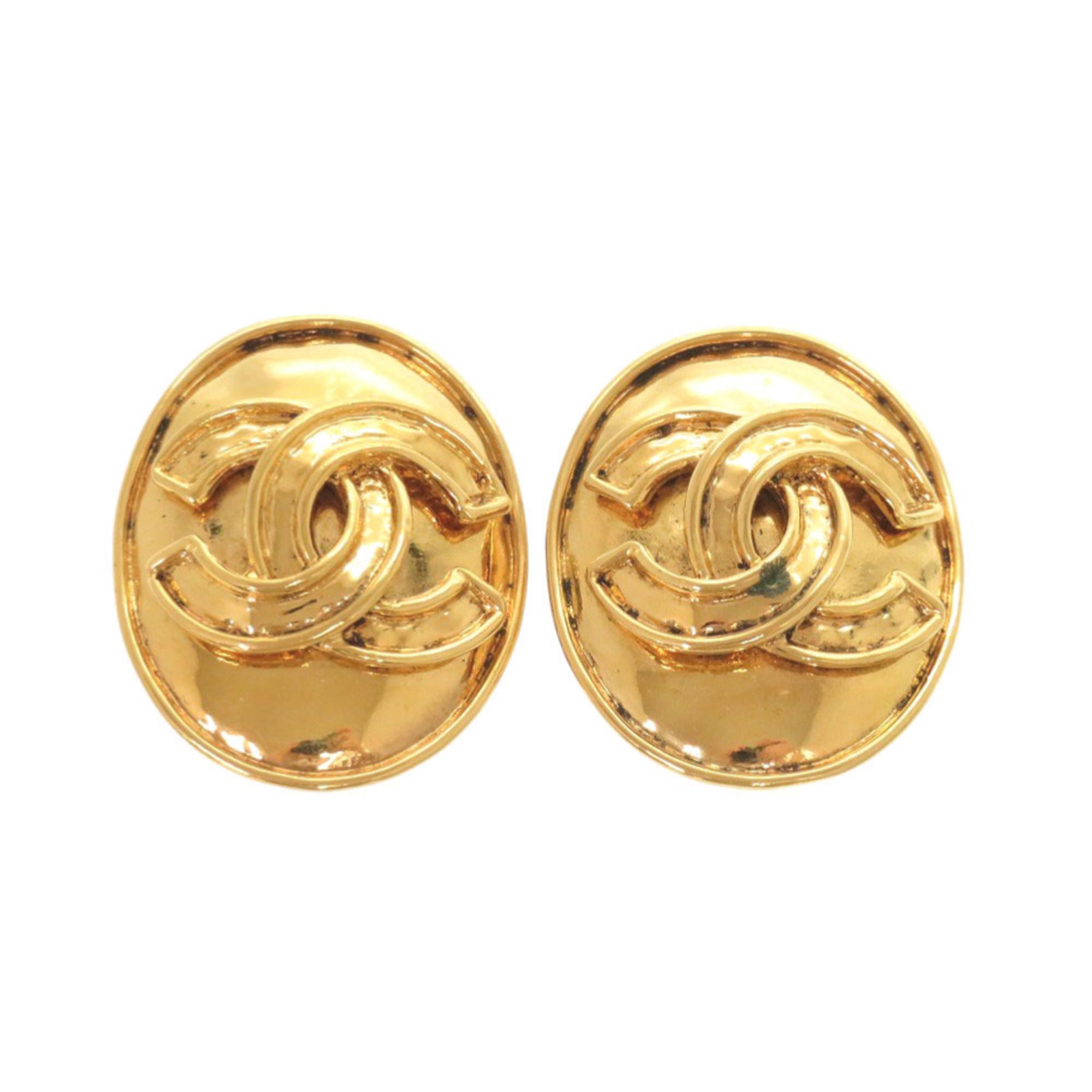 CC Logo Clip-On Earrings Gold-Tone Metal Gold-Tone Metal