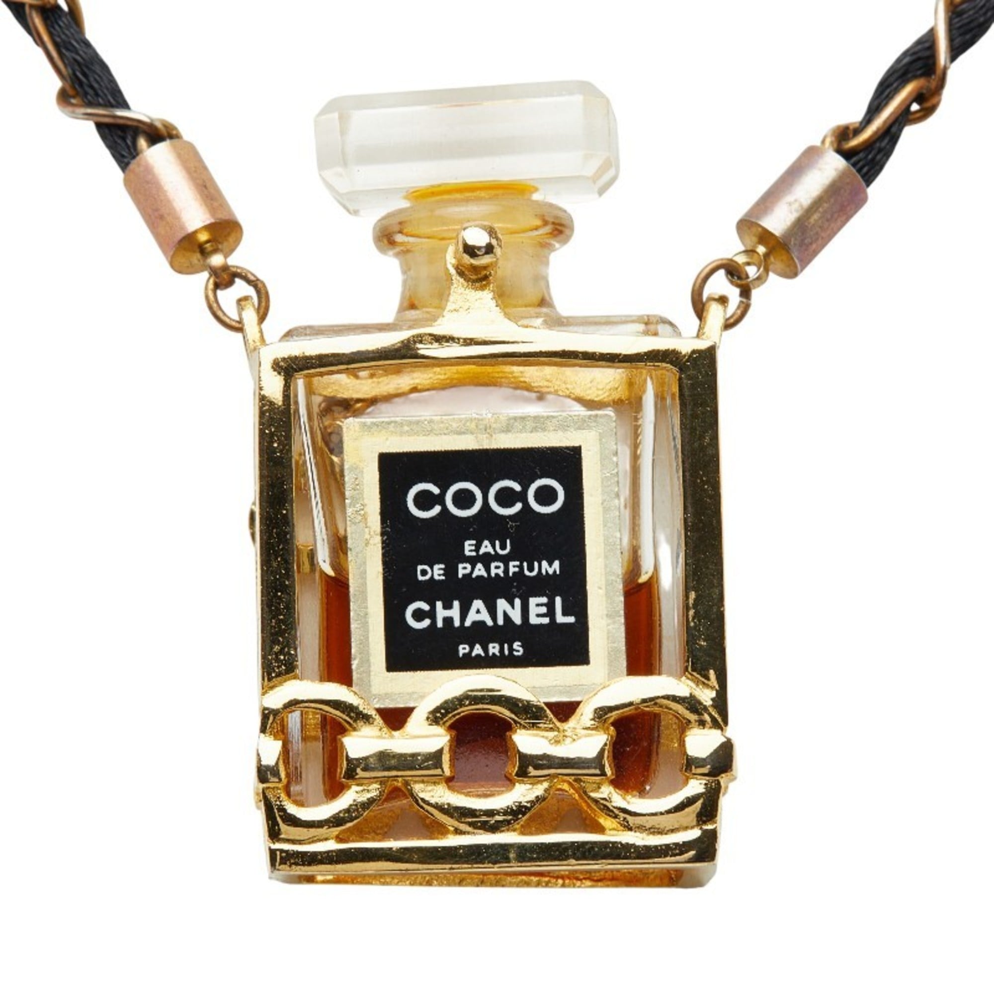 Pendant Necklace Nylon Black and Gold