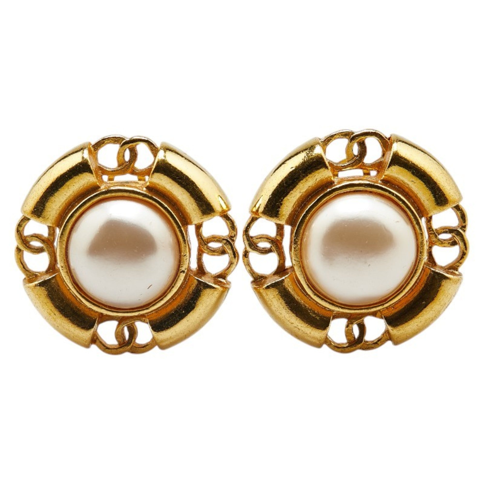 Clip-On Earrings Pearl Clip-On Gold-Tone Metal