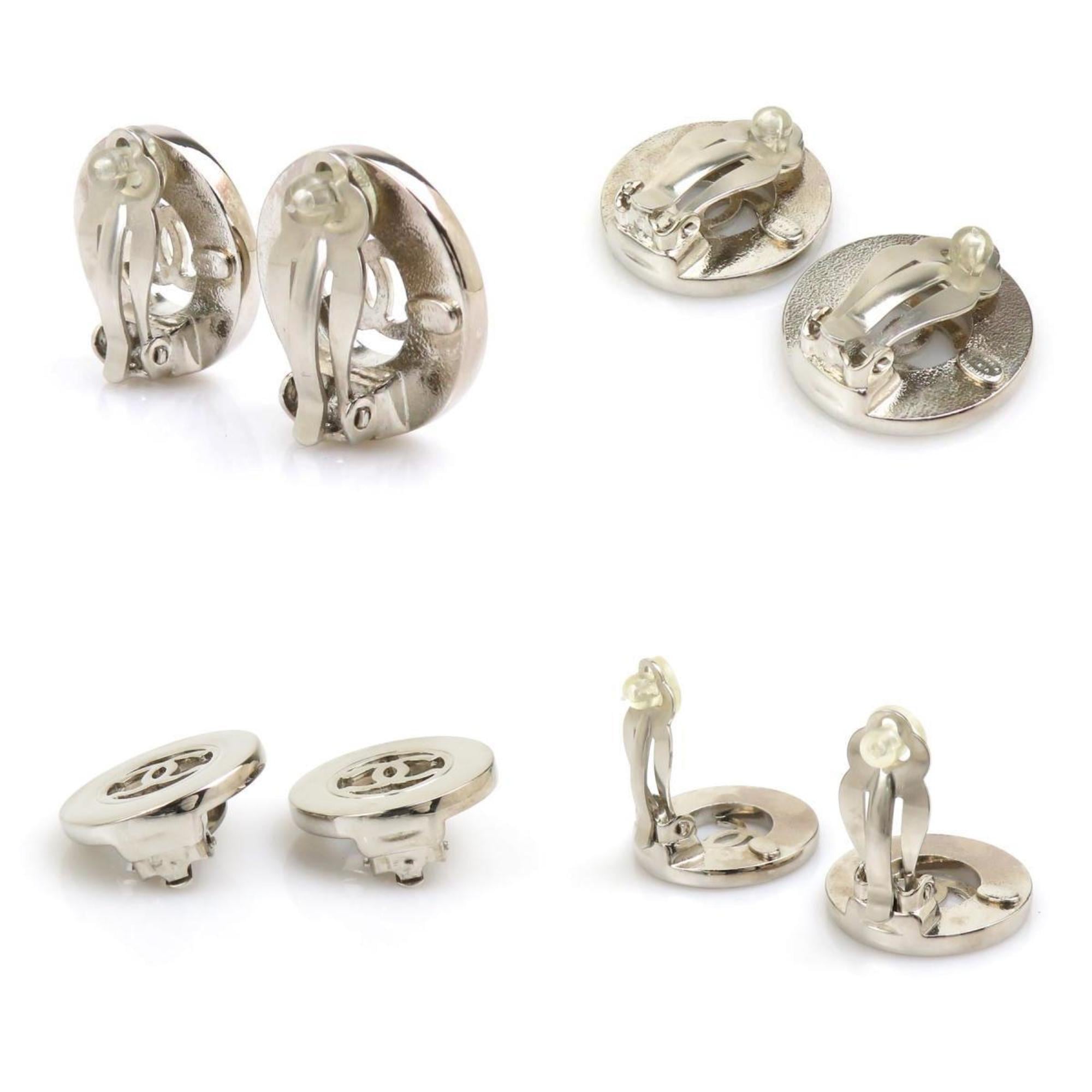 CC Logo Clip-On Earrings Silver-Tone Metal Silver-Tone Metal
