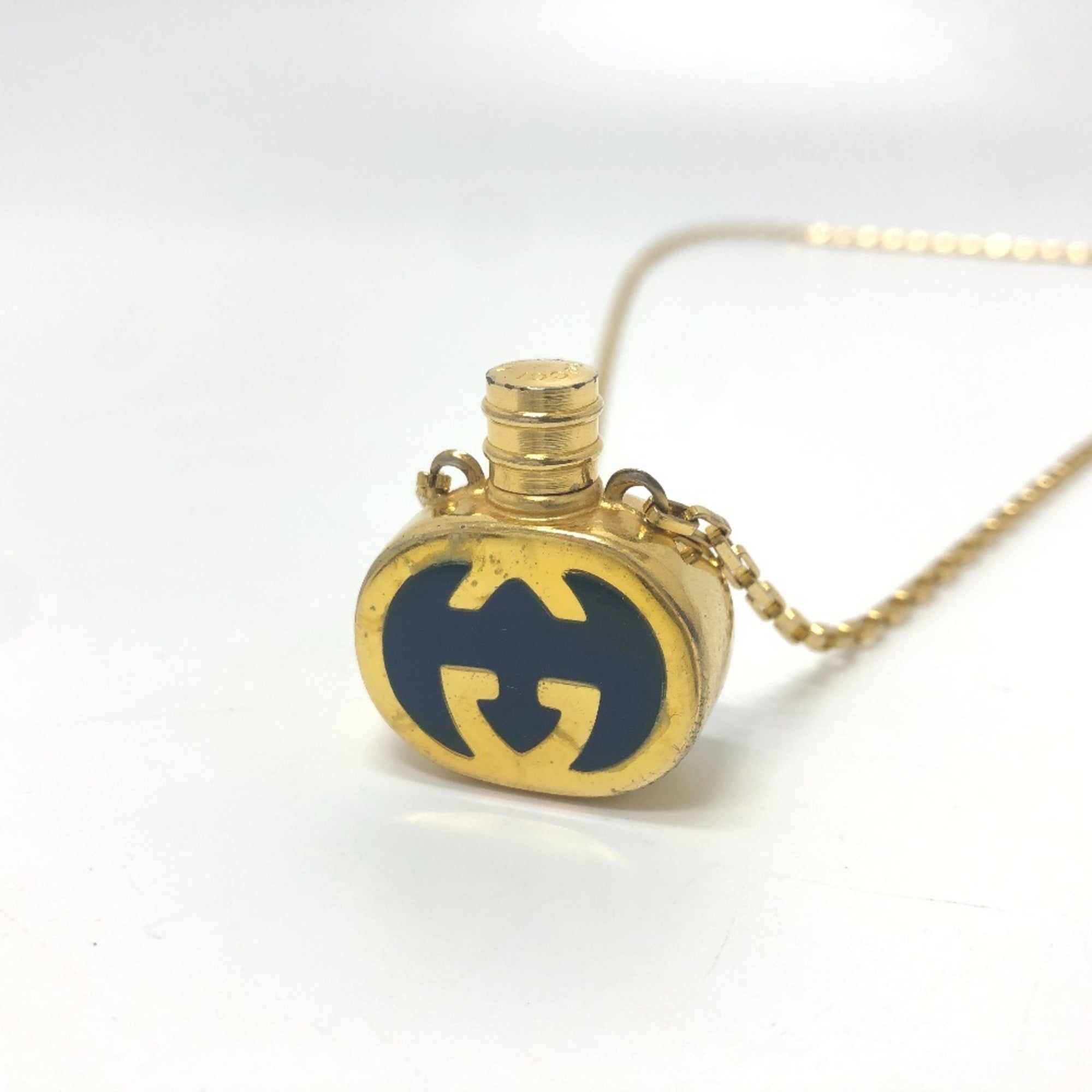 GG Perfume Bottle Chain Pendant Necklace Gold Small