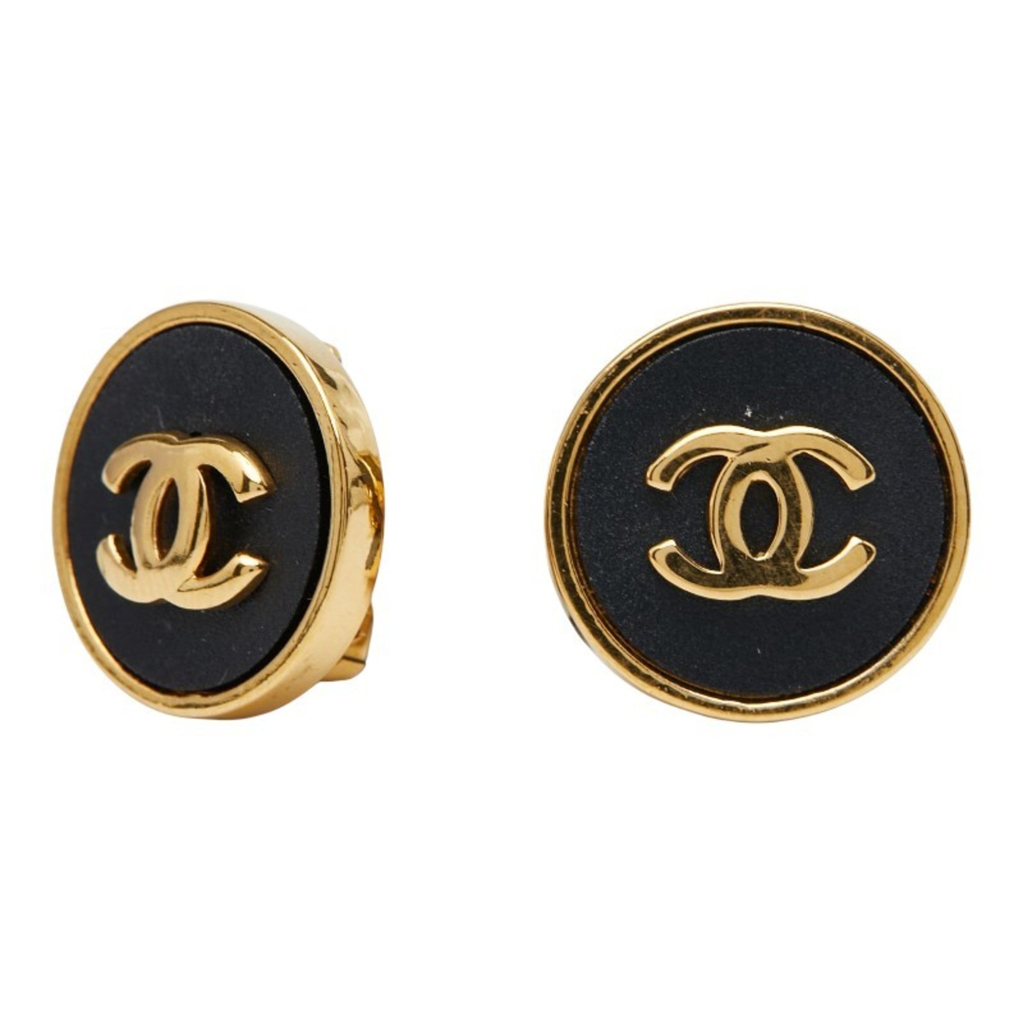 CC Logo Round Clip-On Earrings Gold-Tone Metal