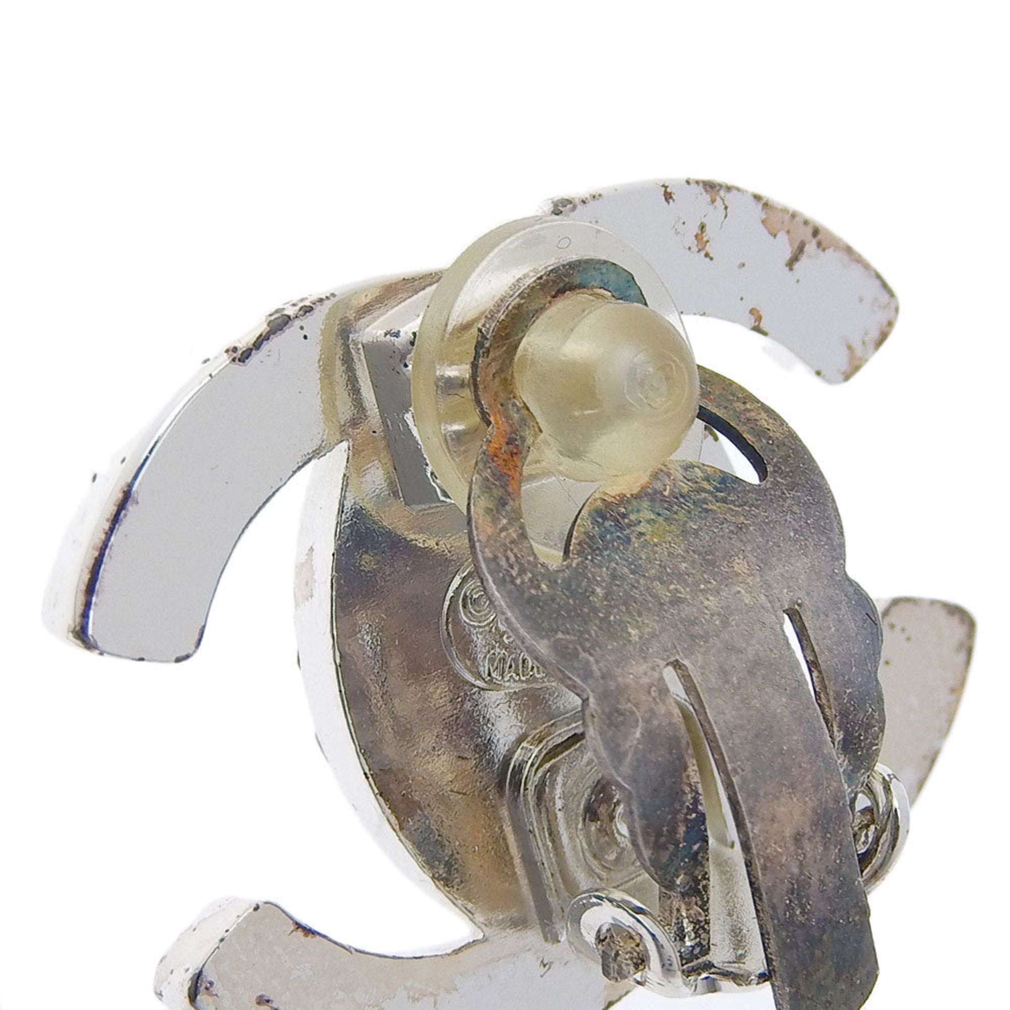 CC Logo Turnlock Clip-On Earrings Silver-Tone Metal Silver-Tone Metal