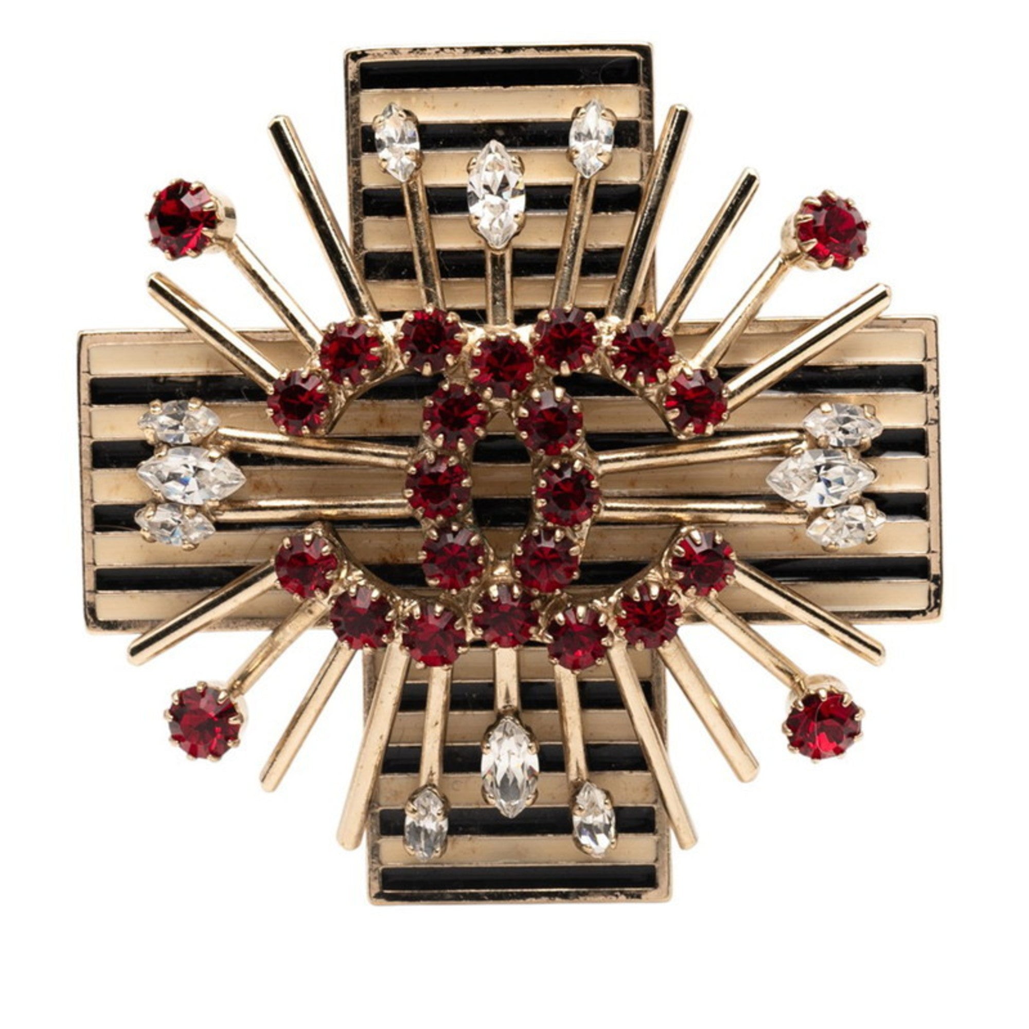 CC Logo Cross Brooch Metal