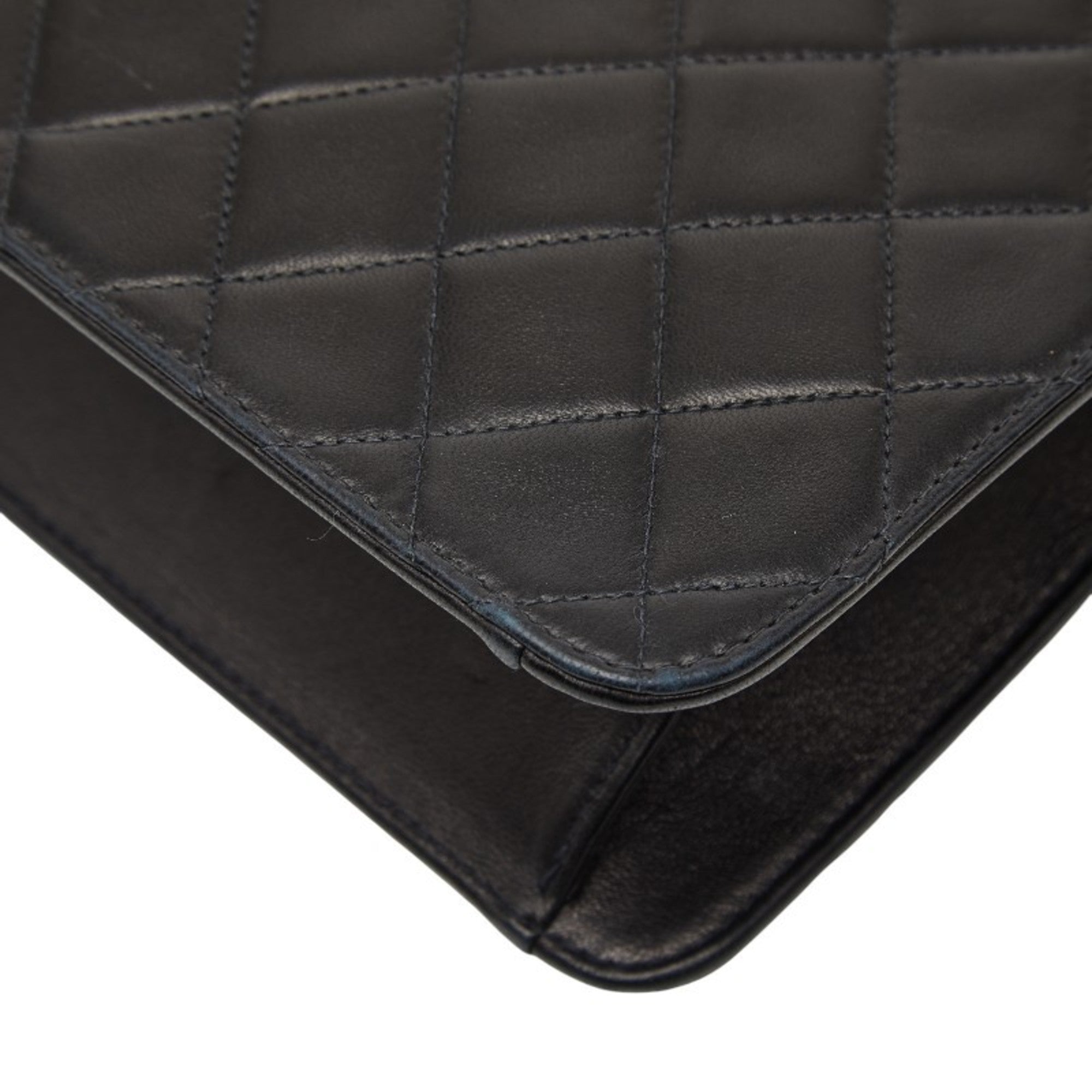 Vintage Clutch with Chain Quilted Leather Medium