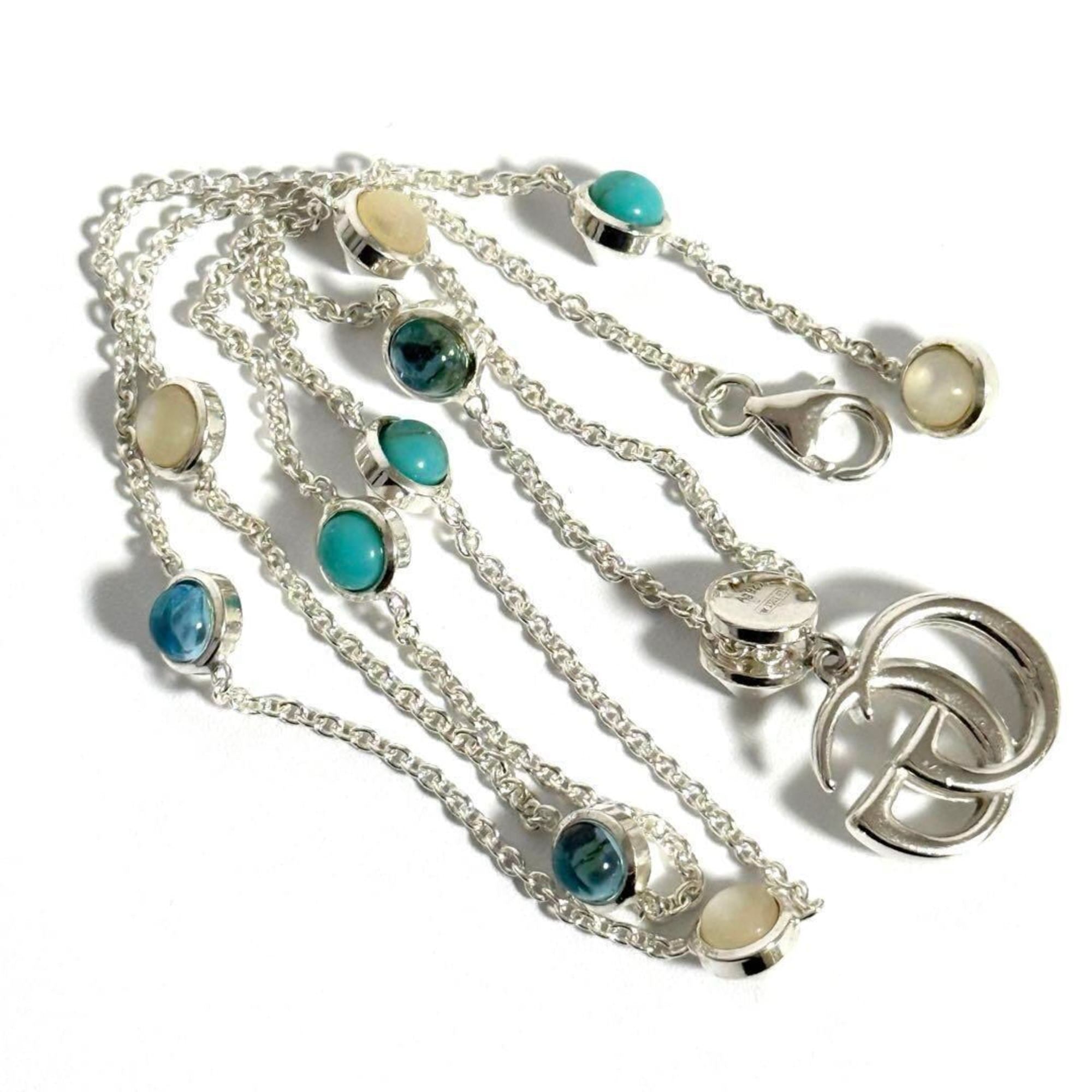Double G Pendant Necklace Resin and Sterling Silver with Mother of Pearl