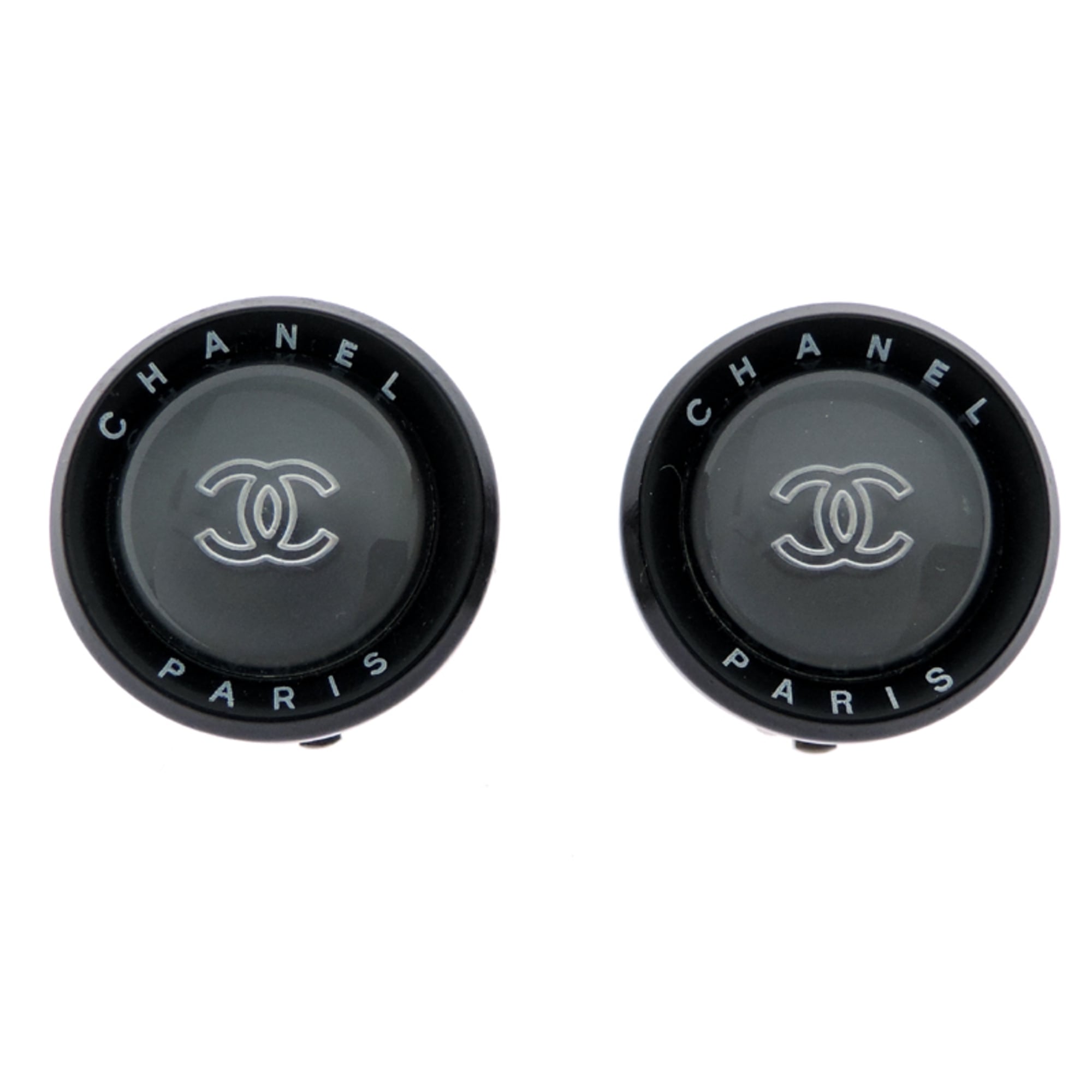 CC Logo Clip-On Earrings Silver-Tone Metal
