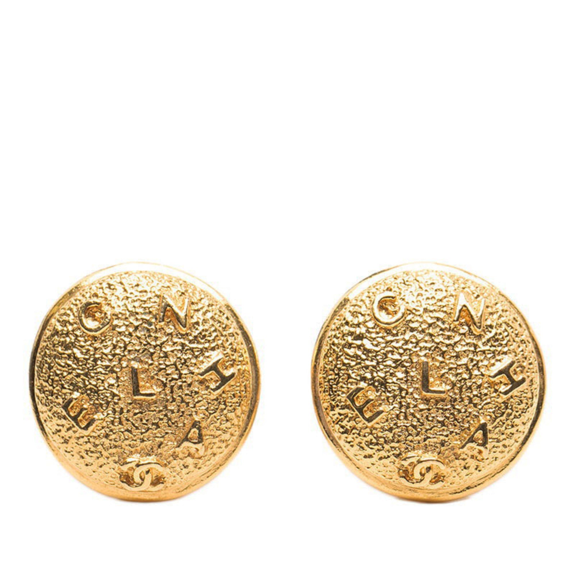 Earrings Logo Gold-Tone Metal