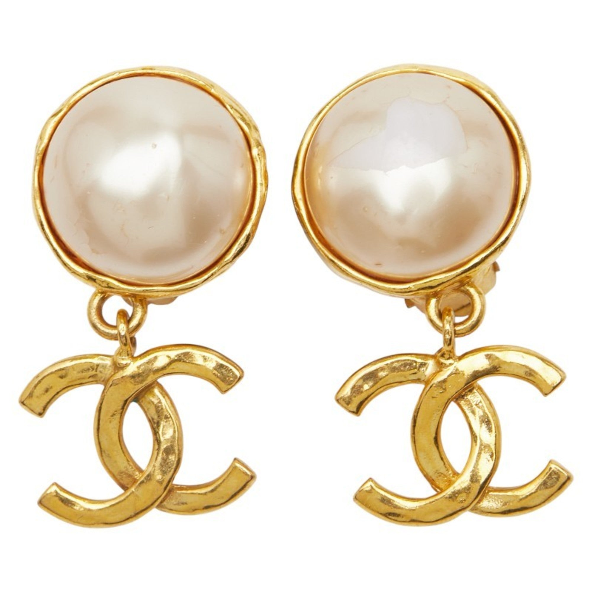 CC Logo Clip-On Earrings Metal Gold-Tone Metal