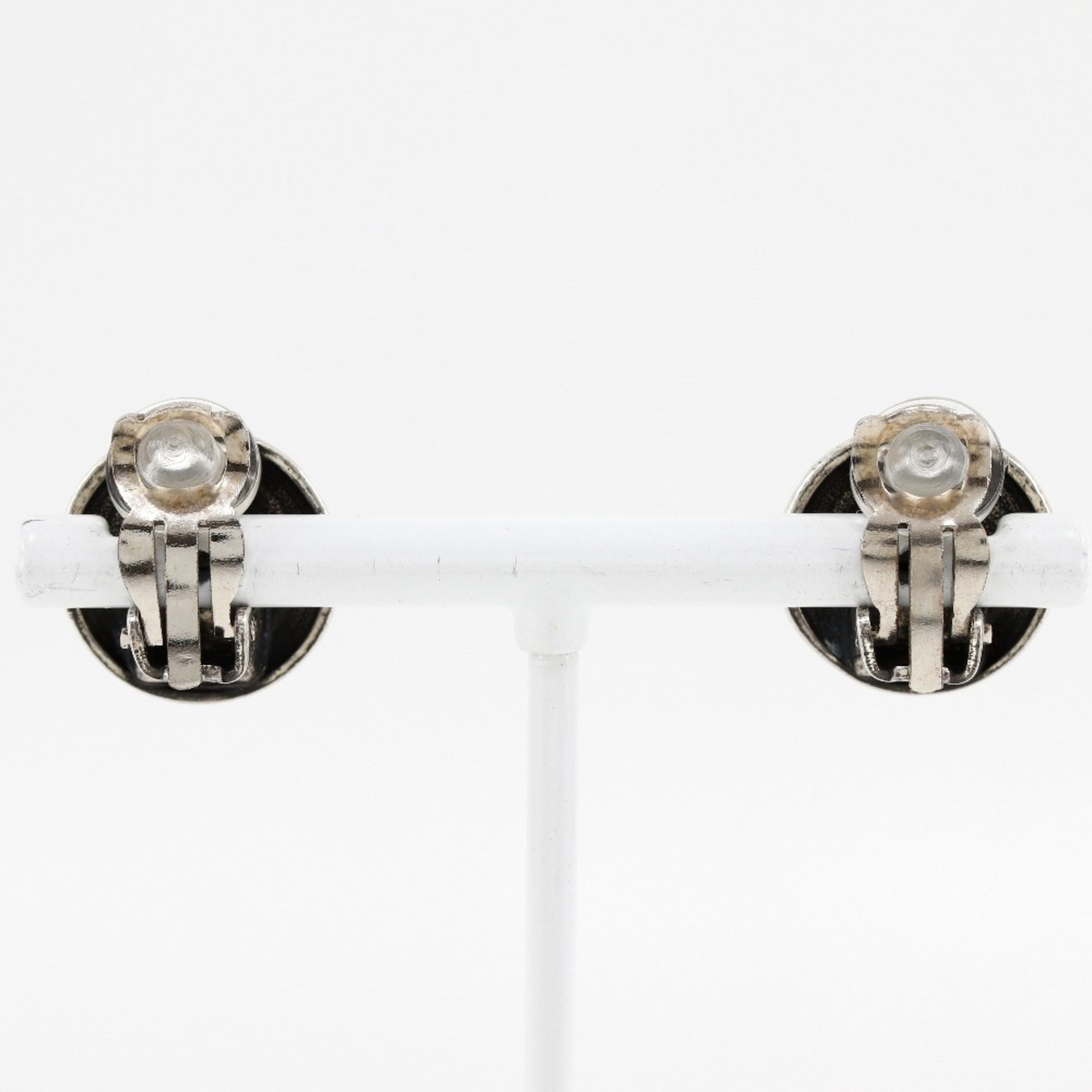 CC Logo Clip-On Earrings Sterling Silver Silver-Tone Metal
