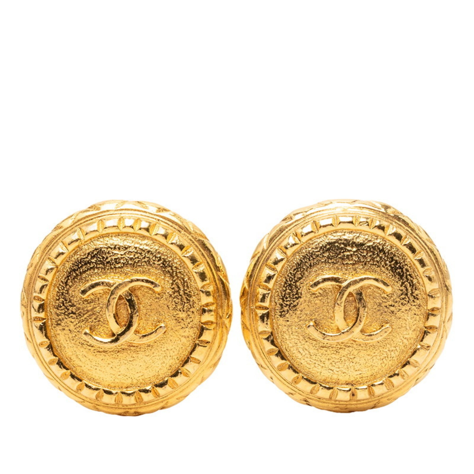 CC Logo Clip-On Earrings Metal Gold-Tone Metal