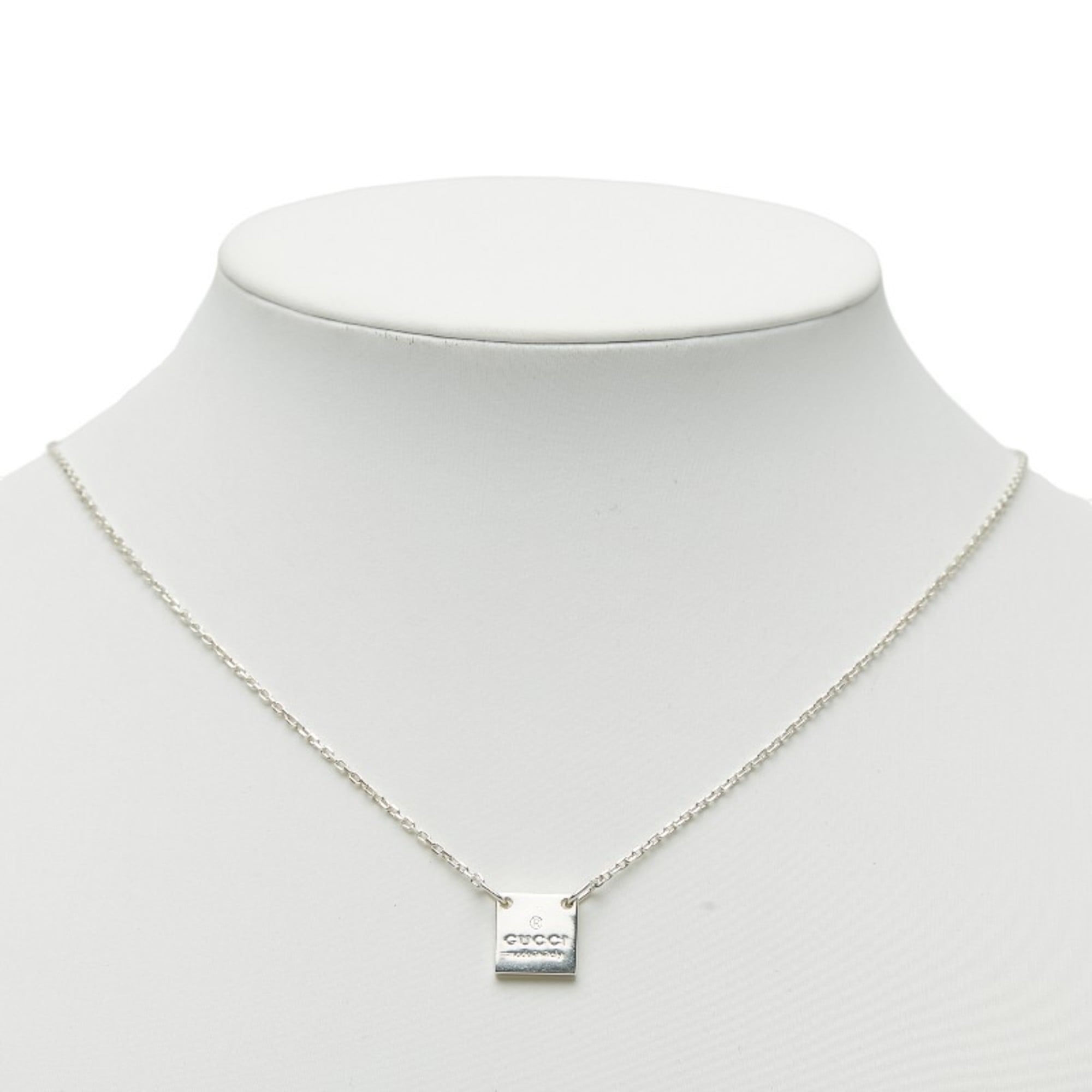 Mini Square Pendant Necklace Sterling Silver