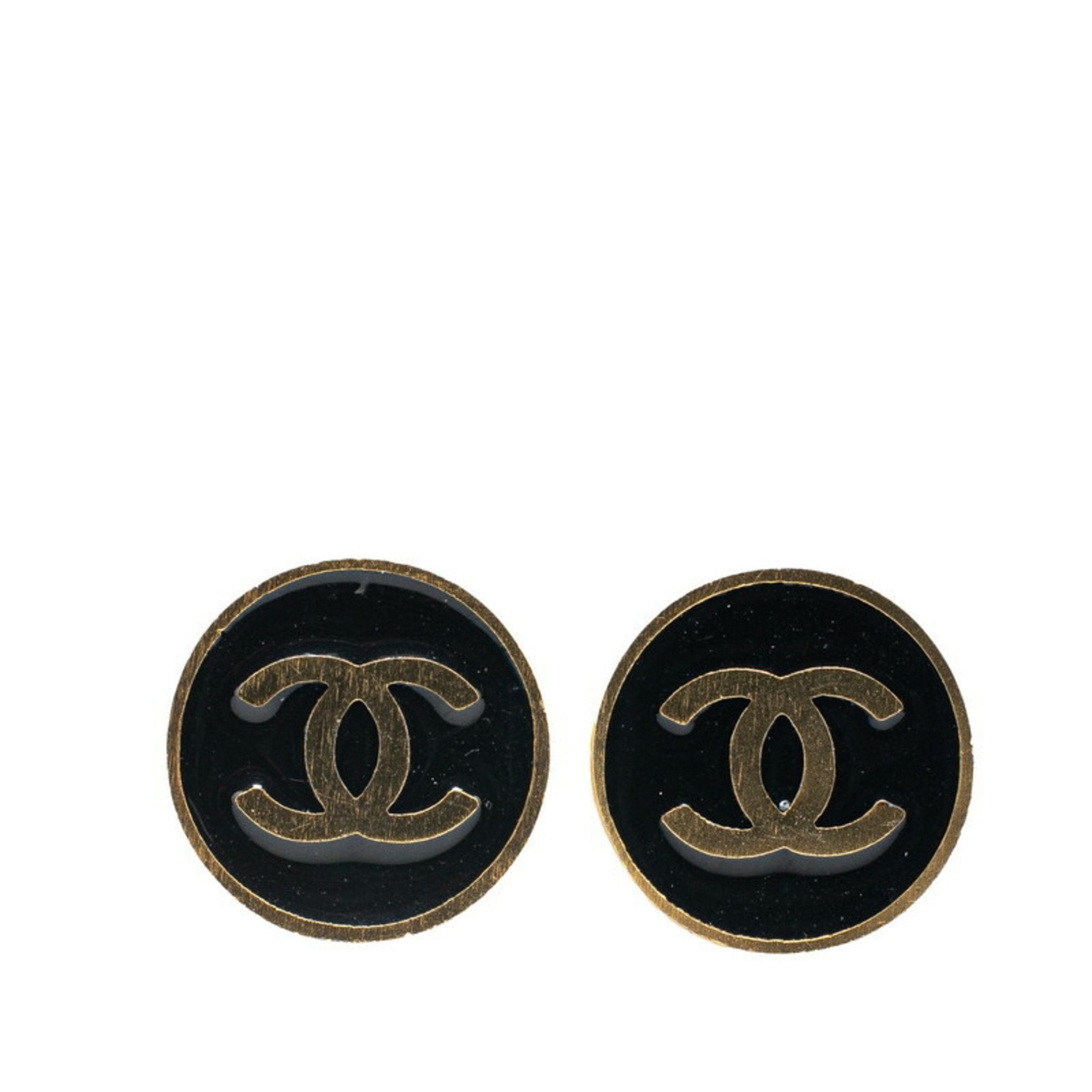 CC Logo Round Clip-On Earrings Gold-Tone Metal Gold-Tone Metal