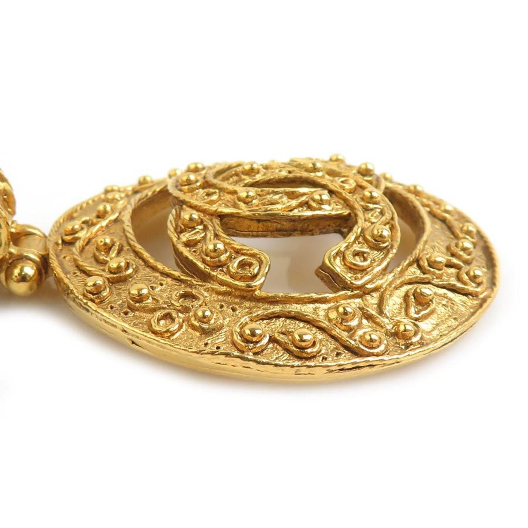 CC Logo Pendant Necklace Gold-Tone Metal