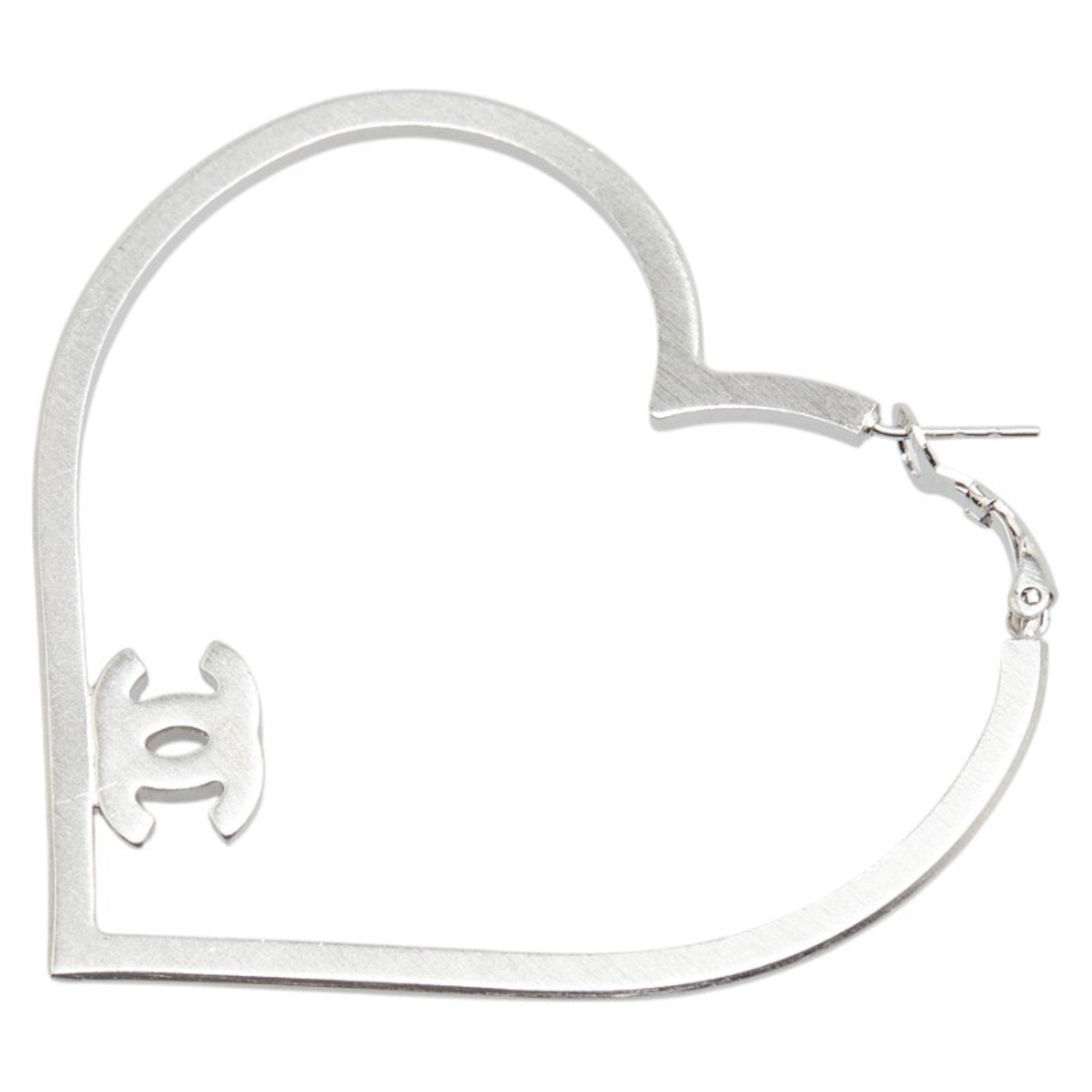 CC Logo Heart Earrings Silver-Tone Metal Silver-Tone Metal