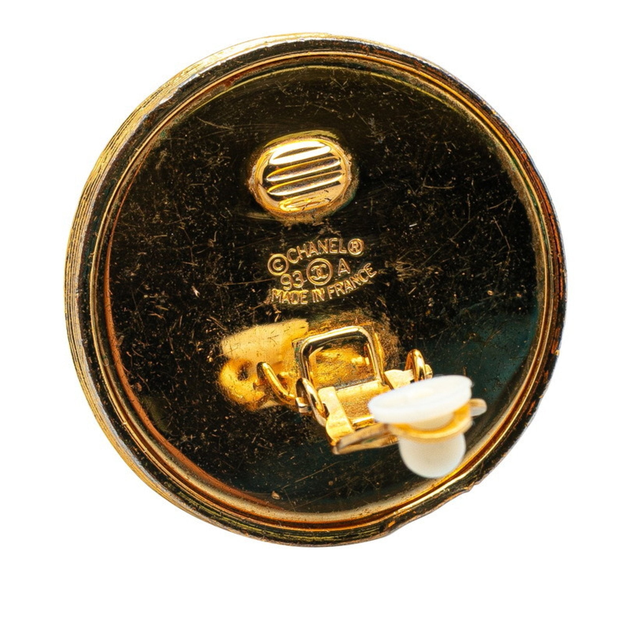 CC Logo Round Clip-On Earrings Metal Gold-Tone Metal