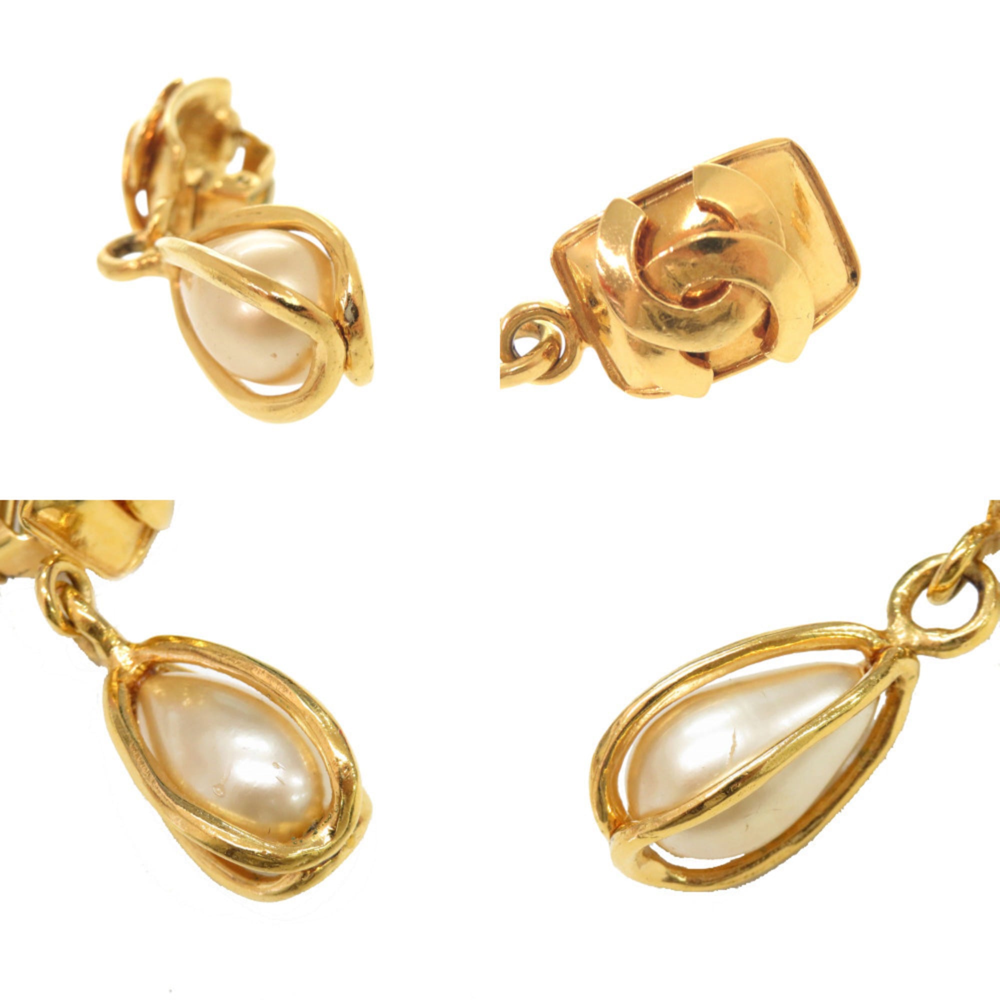 CC Logo Clip-On Earrings Gold-Tone Metal