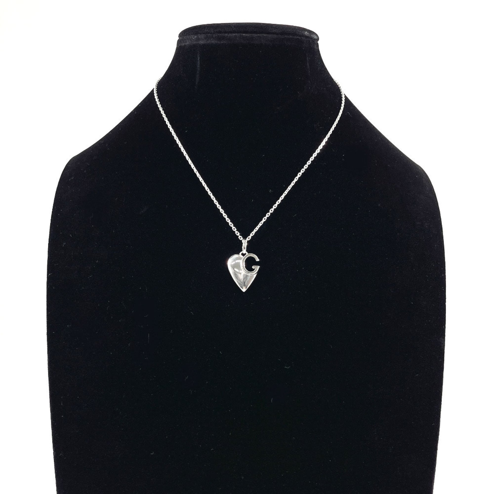 G Heart Pendant Necklace Sterling Silver