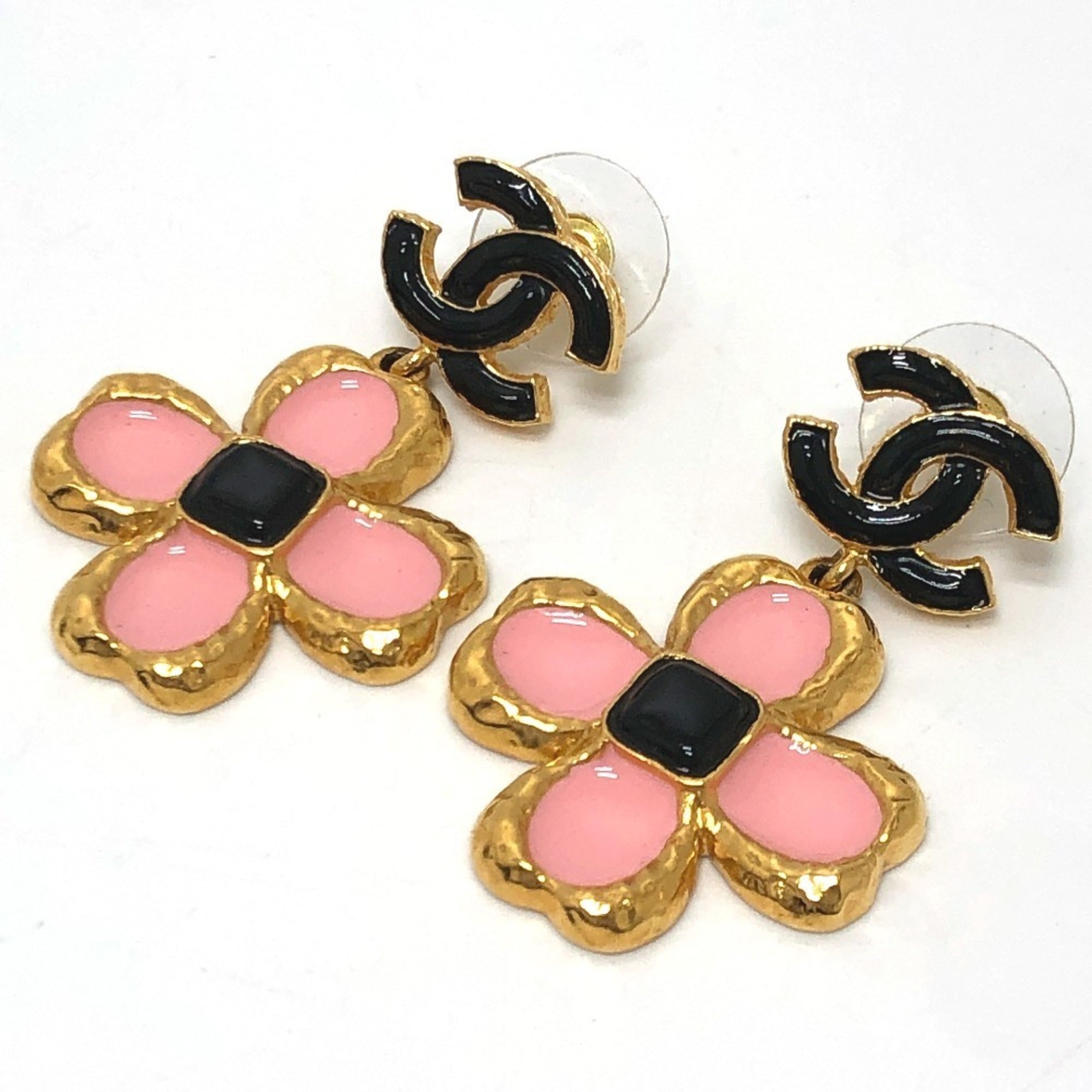 CC Logo Flower Earrings Gold-Tone Metal Gold-Tone Metal
