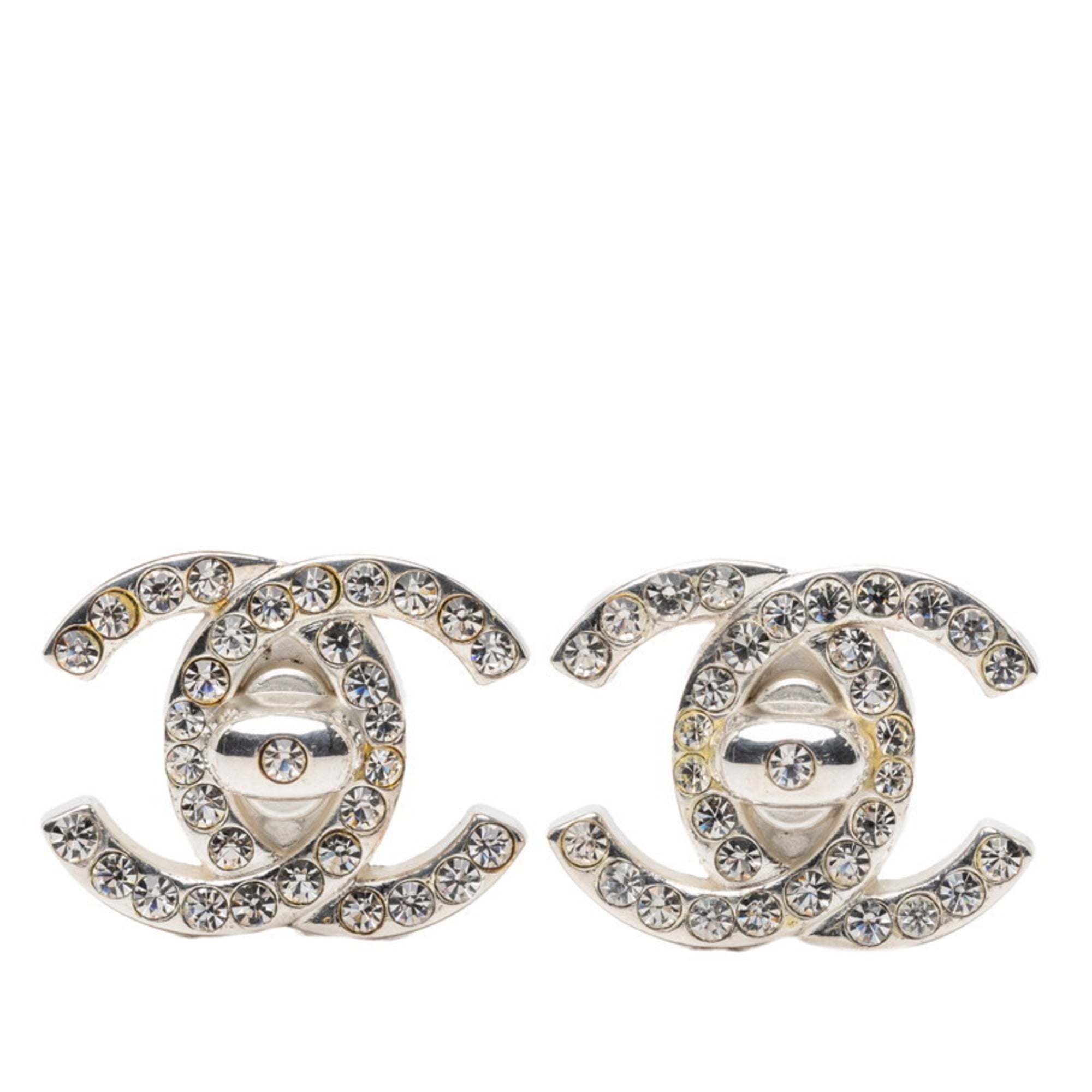 CC Logo Lock Clip-On Earrings Metal
