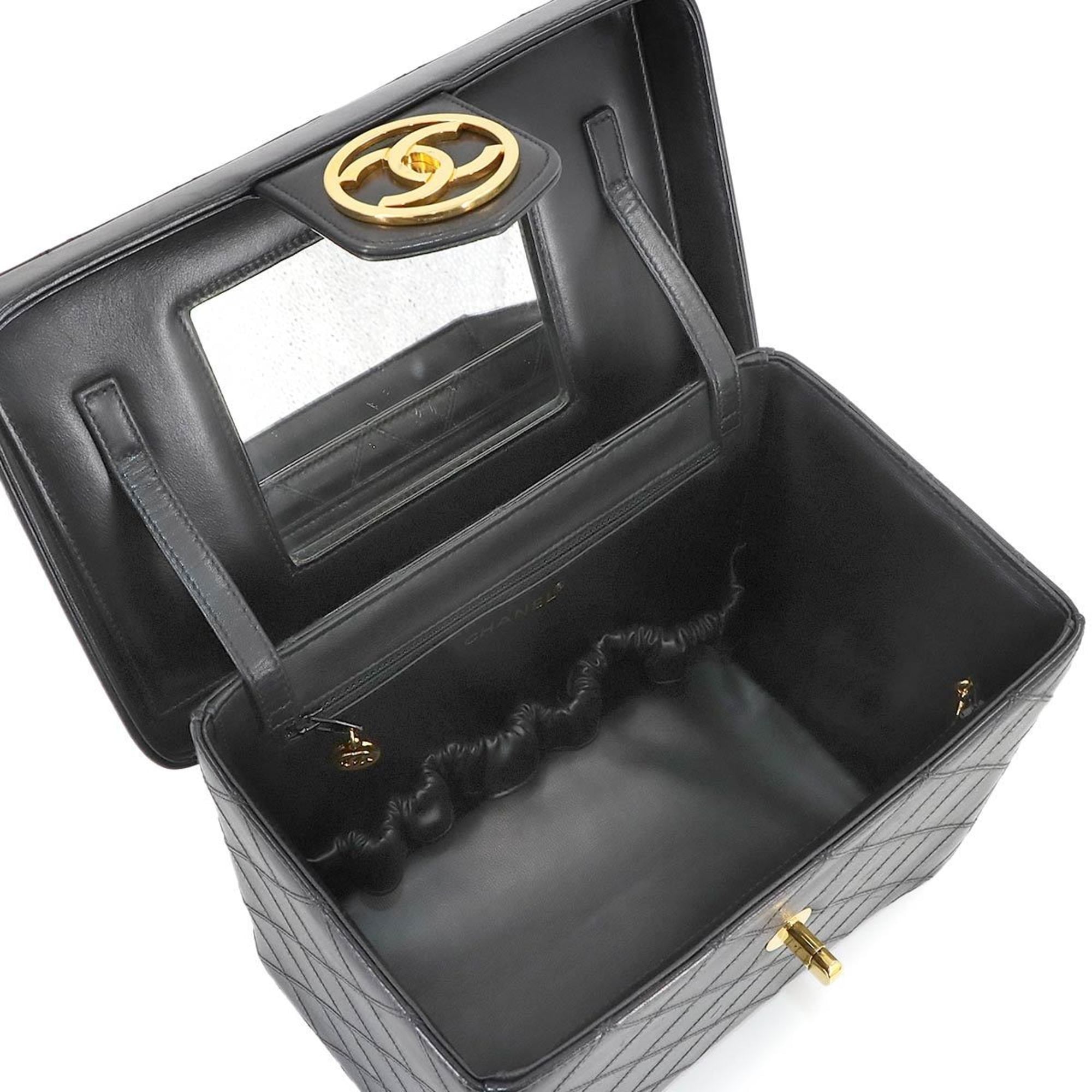 Vintage Vanity Case Quilted Leather Small