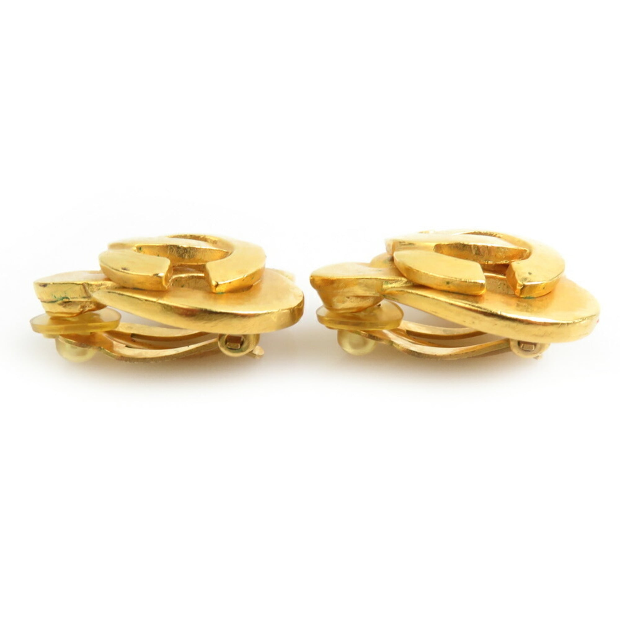 CC Logo Clip-On Earrings Gold-Tone Metal Gold-Tone Metal