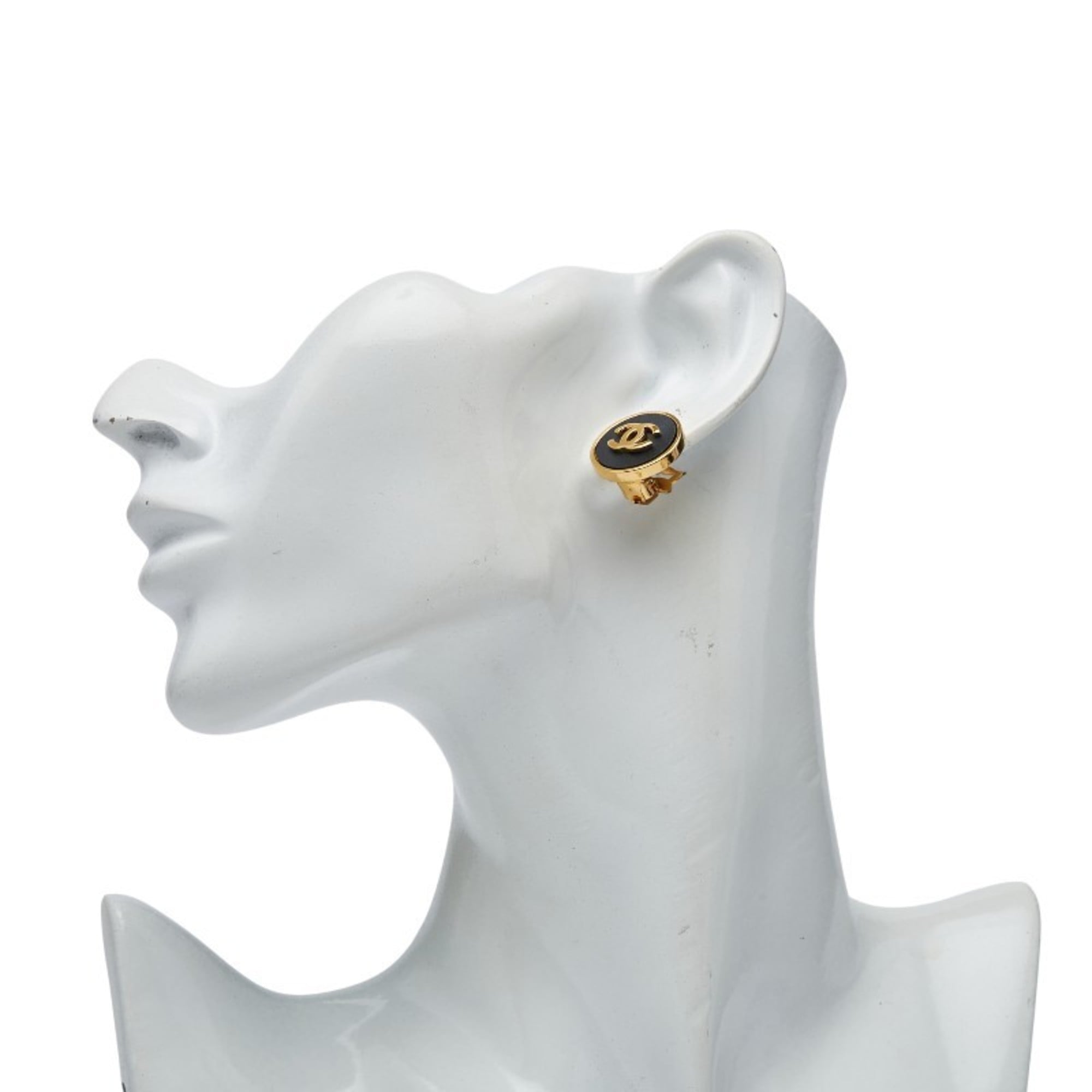 CC Logo Round Clip-On Earrings Gold-Tone Metal