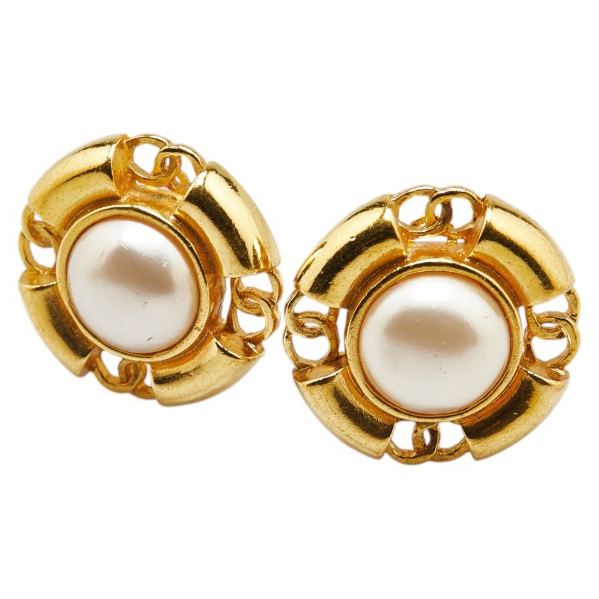 Clip-On Earrings Pearl Clip-On Gold-Tone Metal