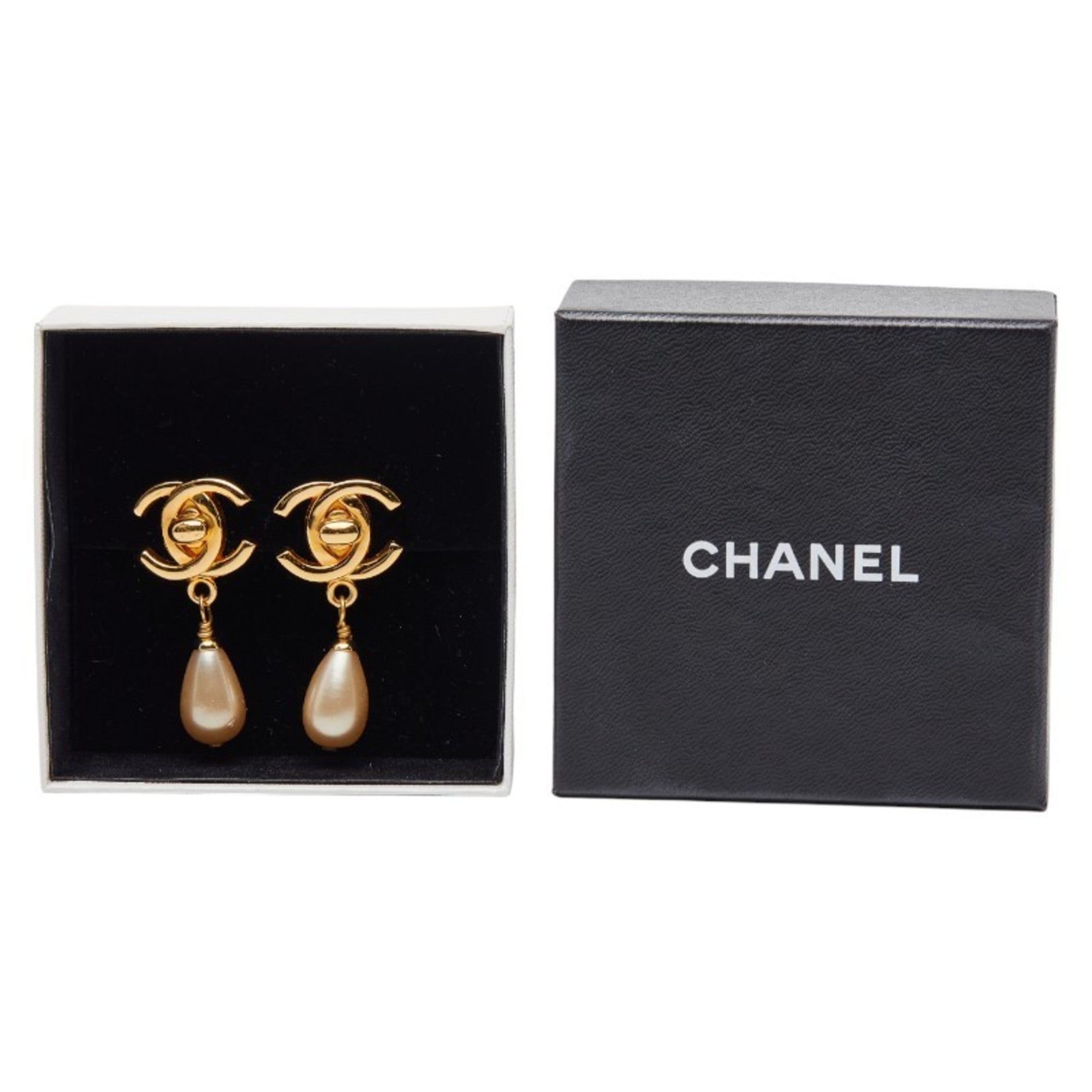 CC Logo Lock Clip-On Earrings Metal Gold-Tone Metal