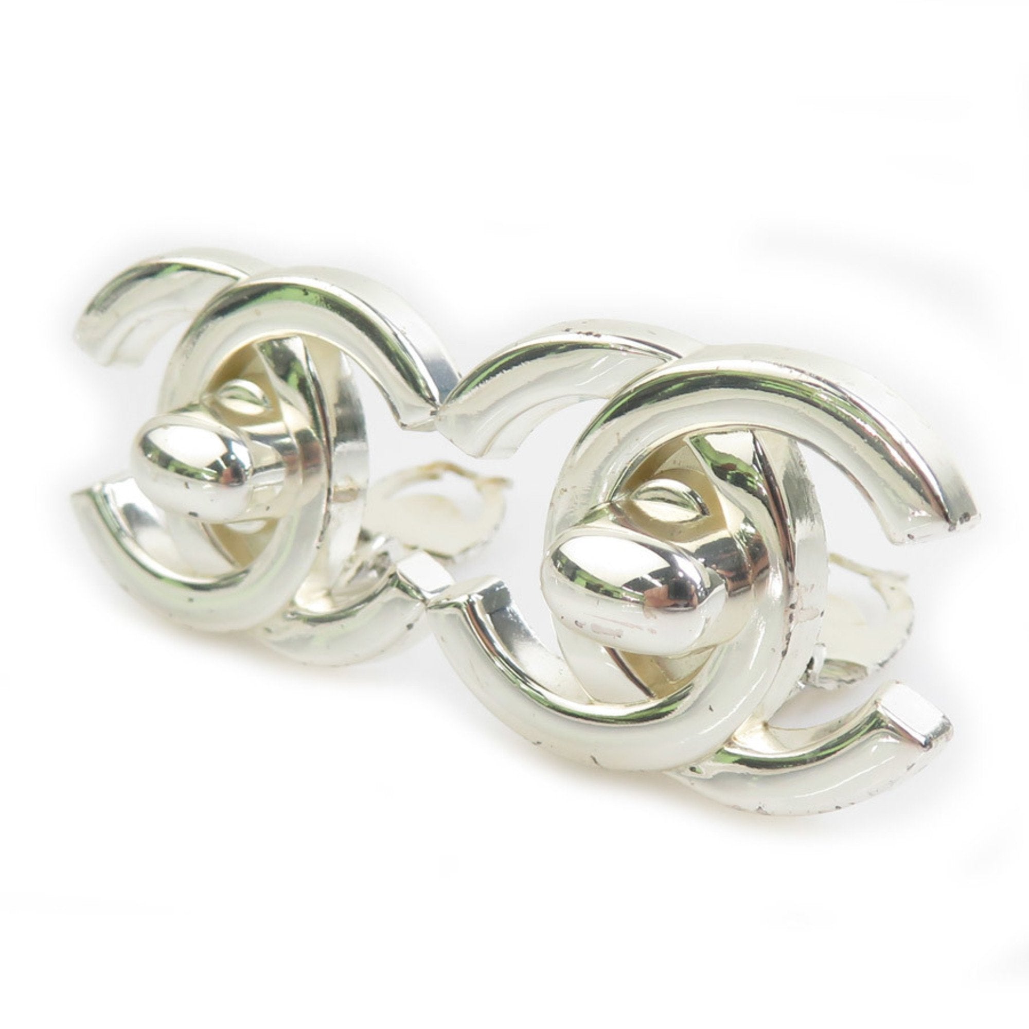 CC Logo Clip-On Earrings Silver-Tone Metal Silver-Tone Metal