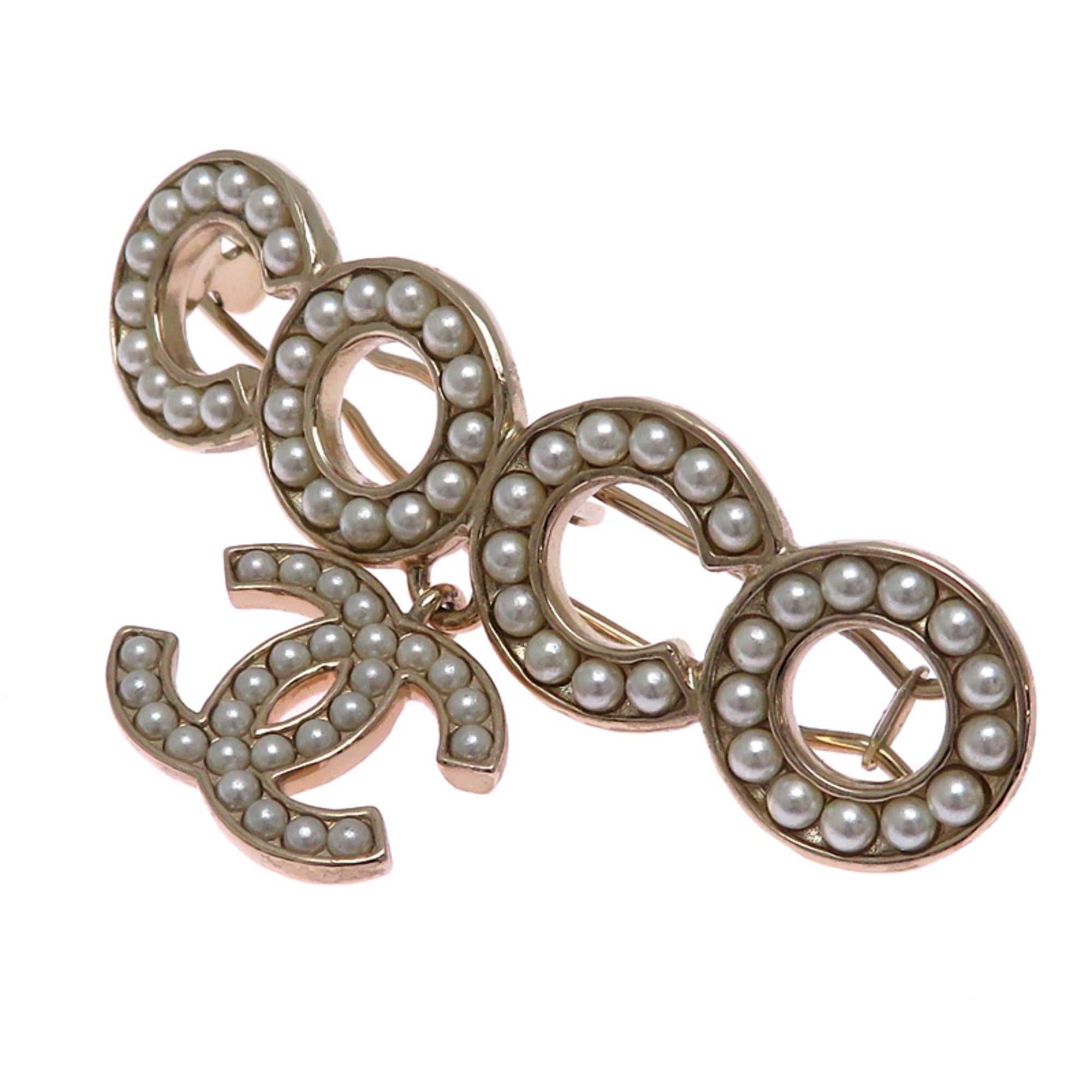 CC Logo Brooch Silver-Tone Metal