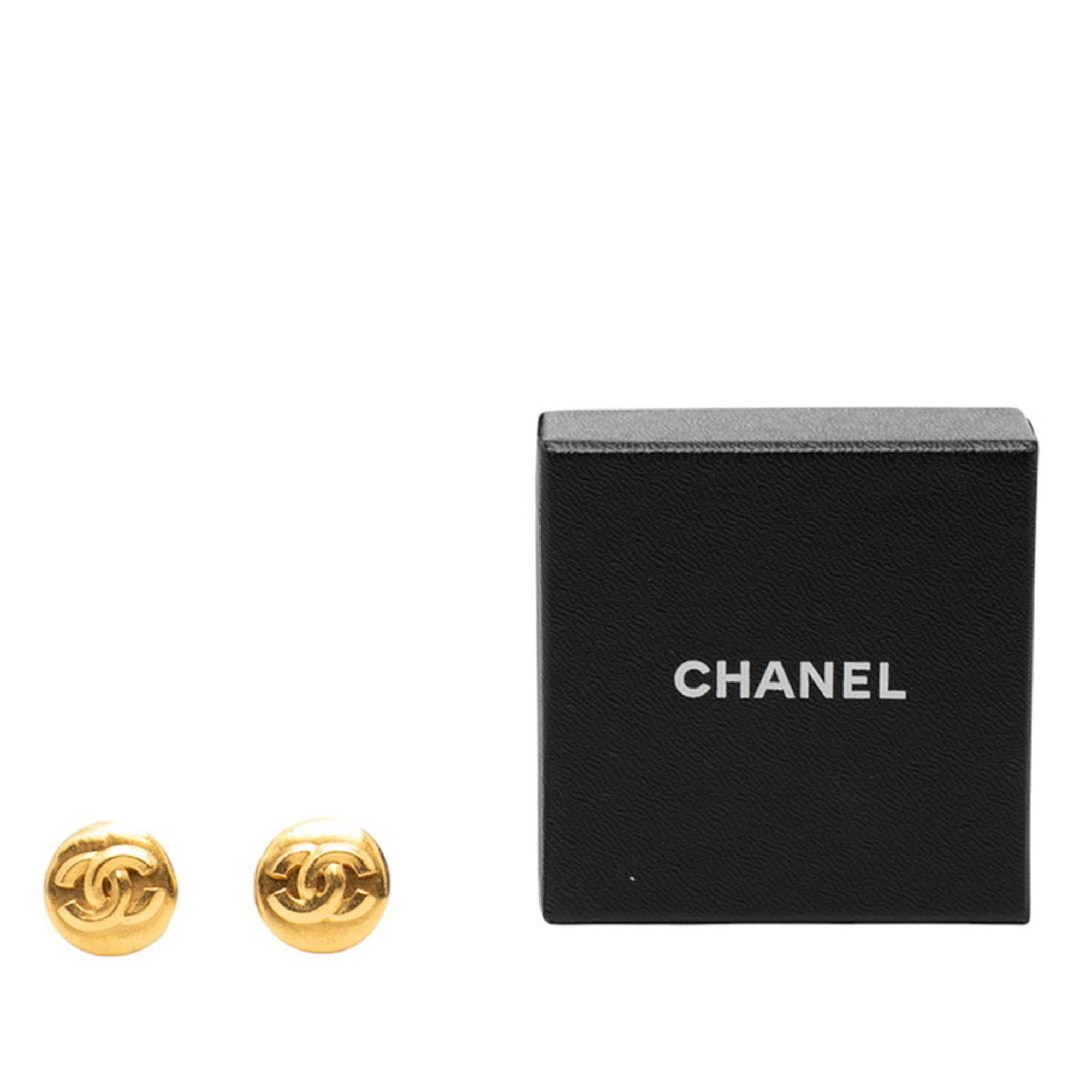 CC Logo Clip-On Earrings Metal Gold-Tone Metal
