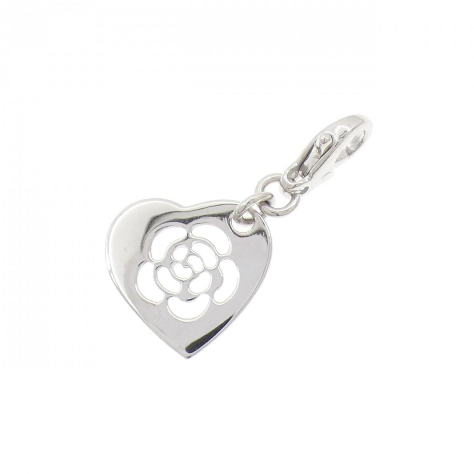 Camellia Charm Necklace 18K White Gold