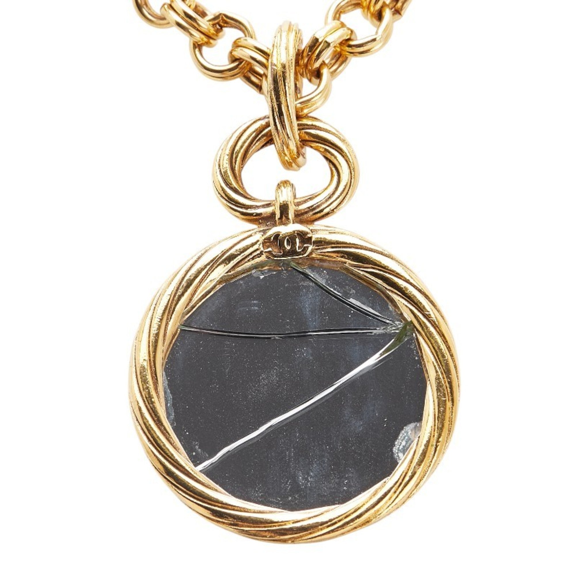 CC Logo Round Pendant Necklace Metal
