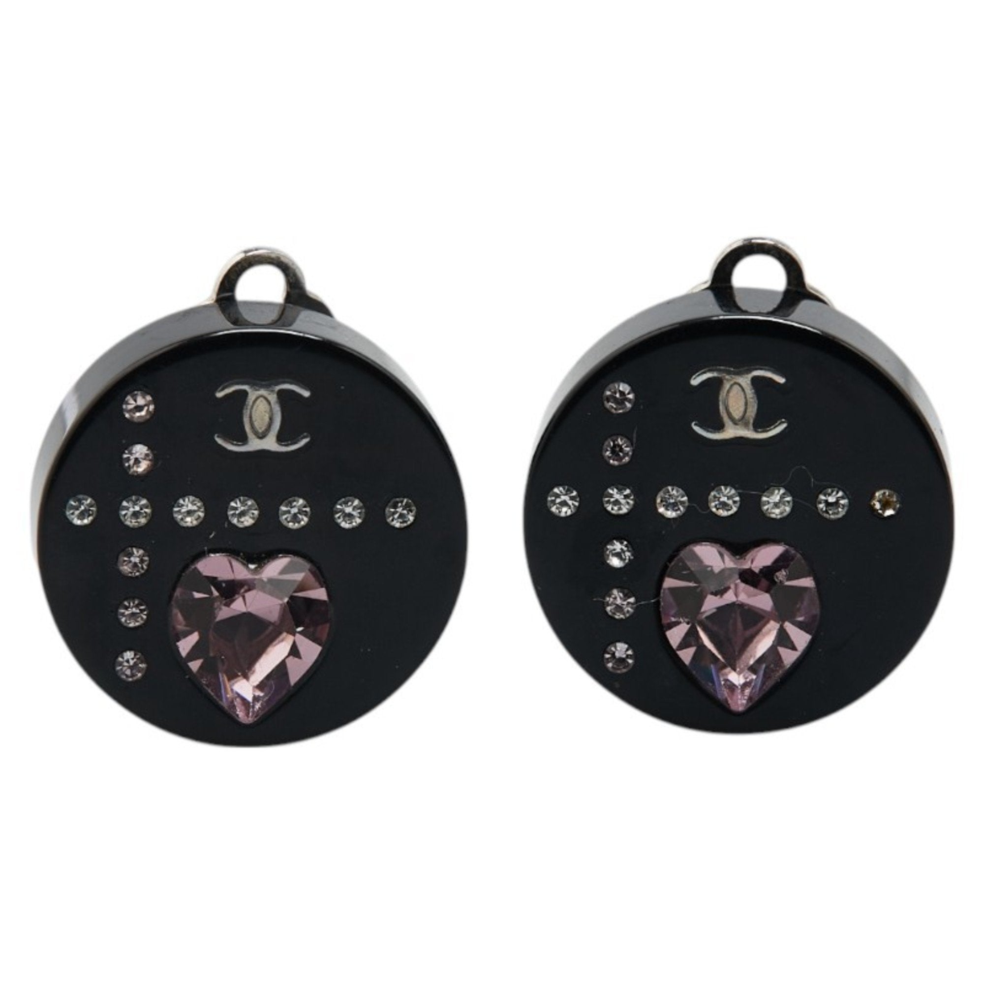 CC Logo Heart Clip-On Earrings Gold-Tone Metal