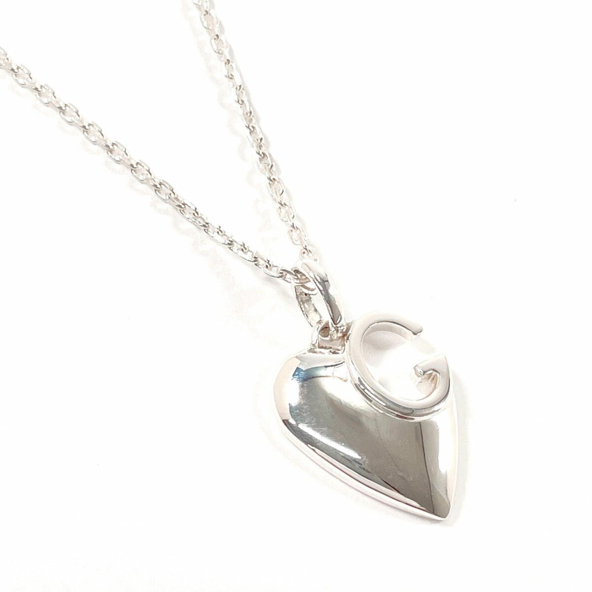 G Heart Pendant Necklace Sterling Silver