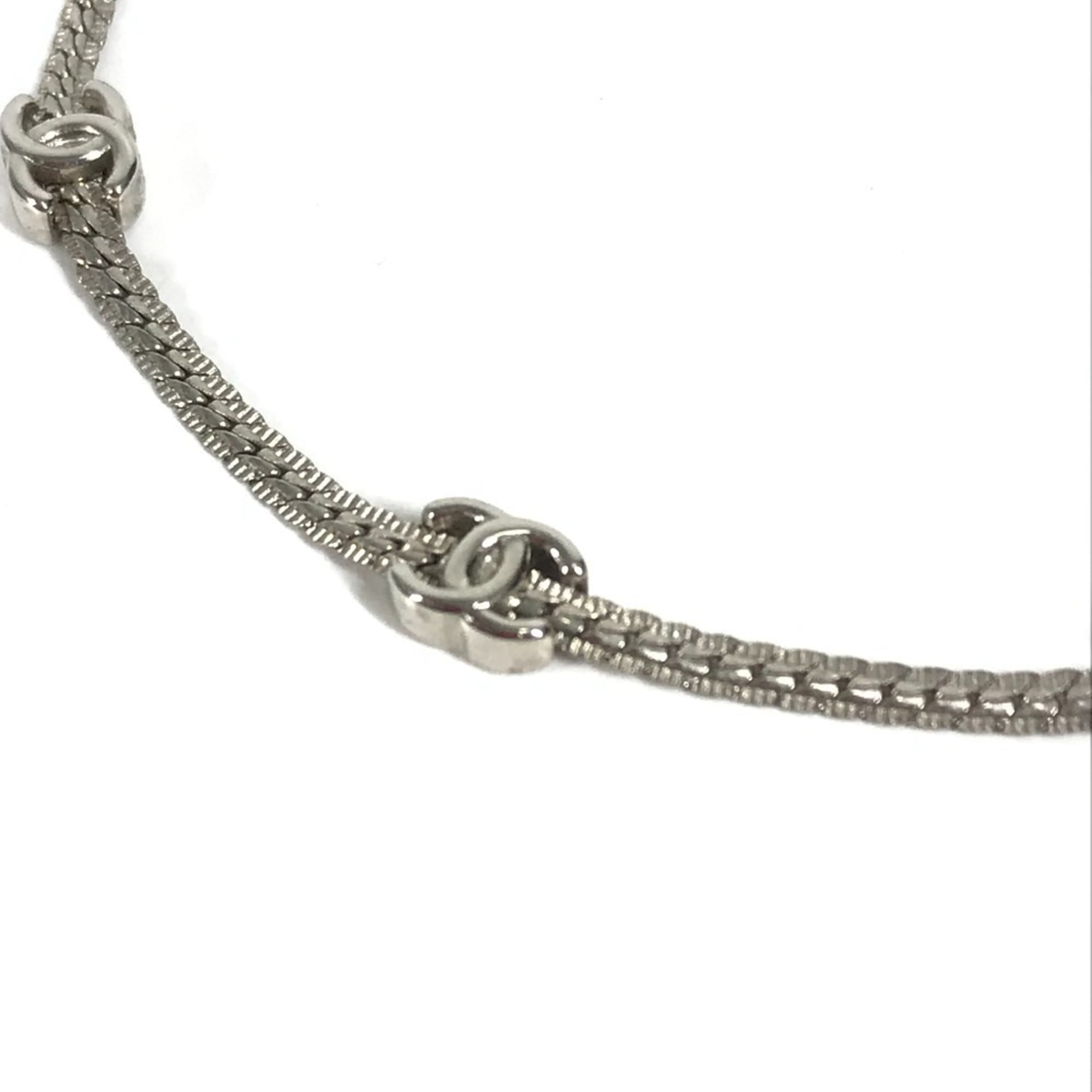 CC Logo Pendant Necklace Silver-Tone Metal