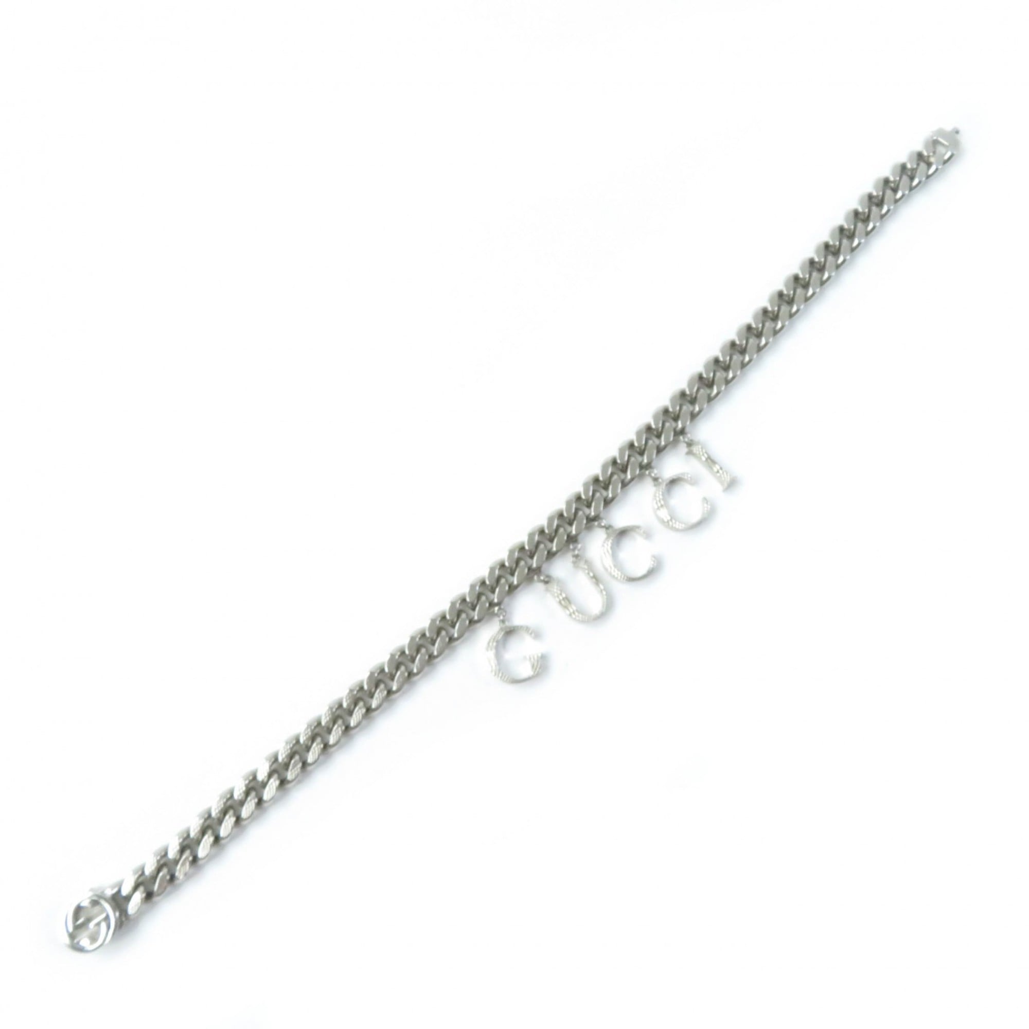 Interlocking Script Curb Chain Pendant Necklace Sterling Silver