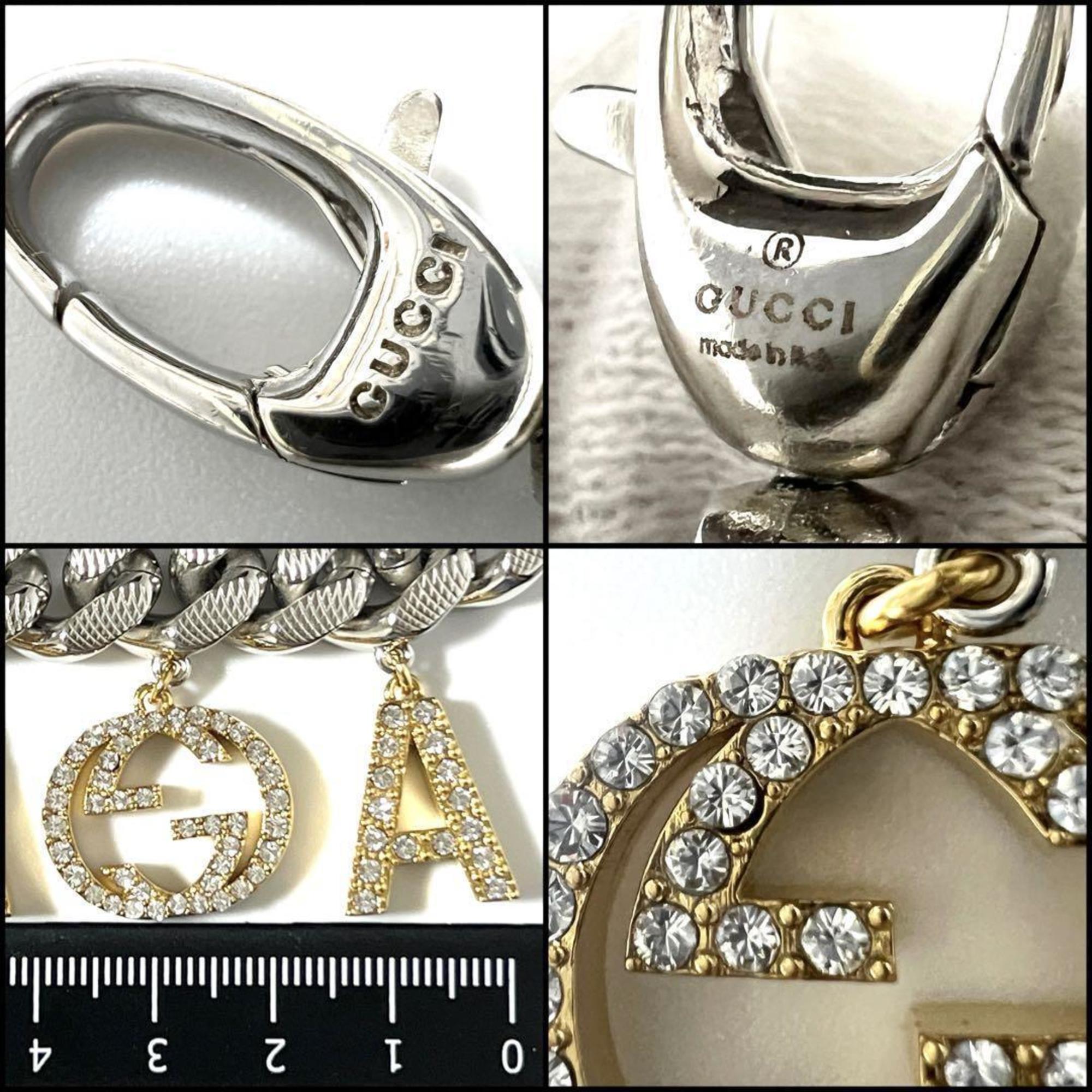 Balenciaga Script Choker Pendant Necklace Metal and Rhinestone