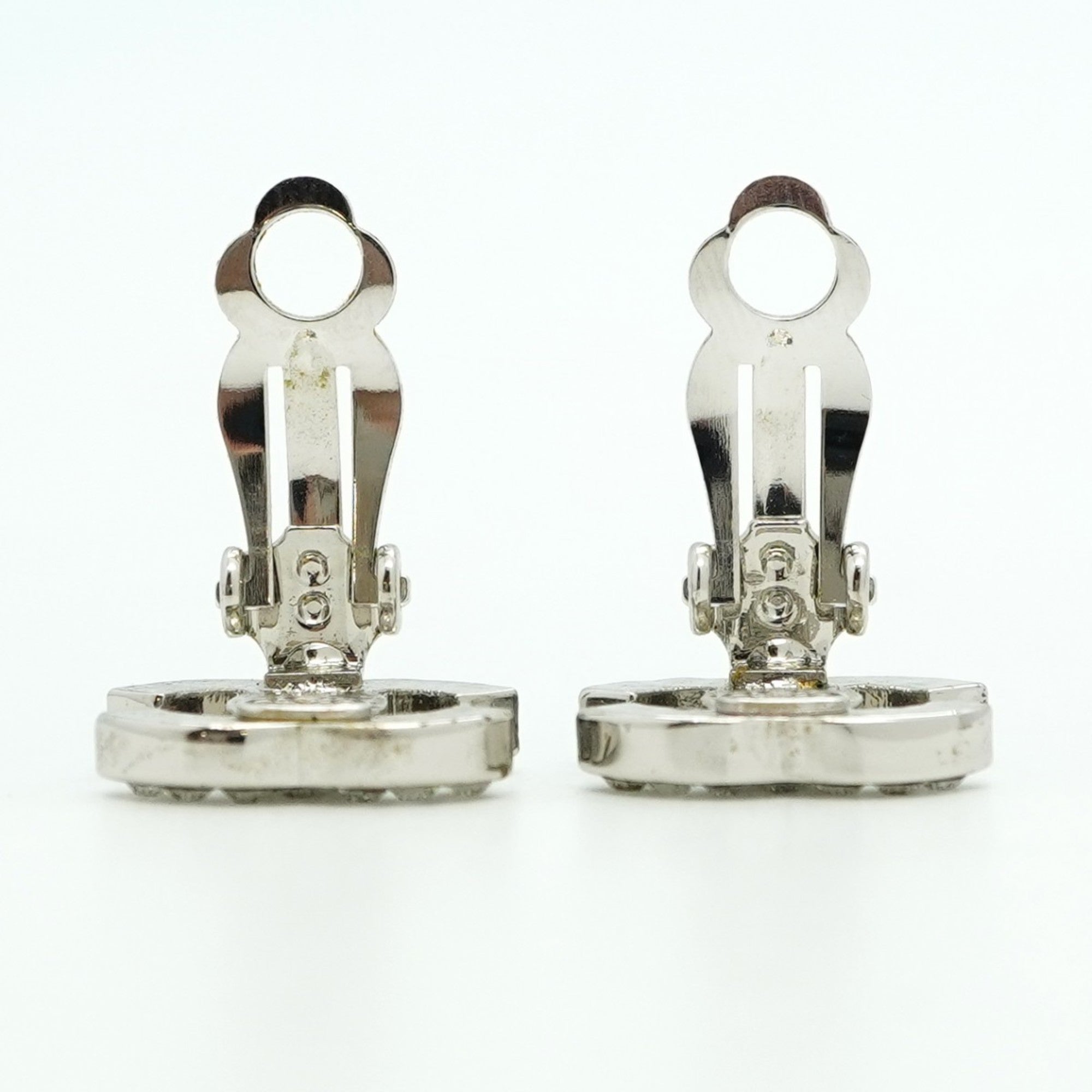 CC Logo Clip-On Earrings Silver-Tone Metal