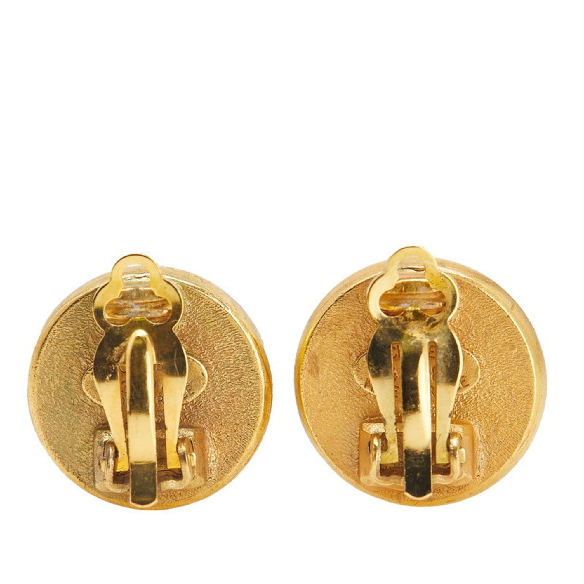 Rhinestone Clip-On Earrings Rhinestone and Gold Plated