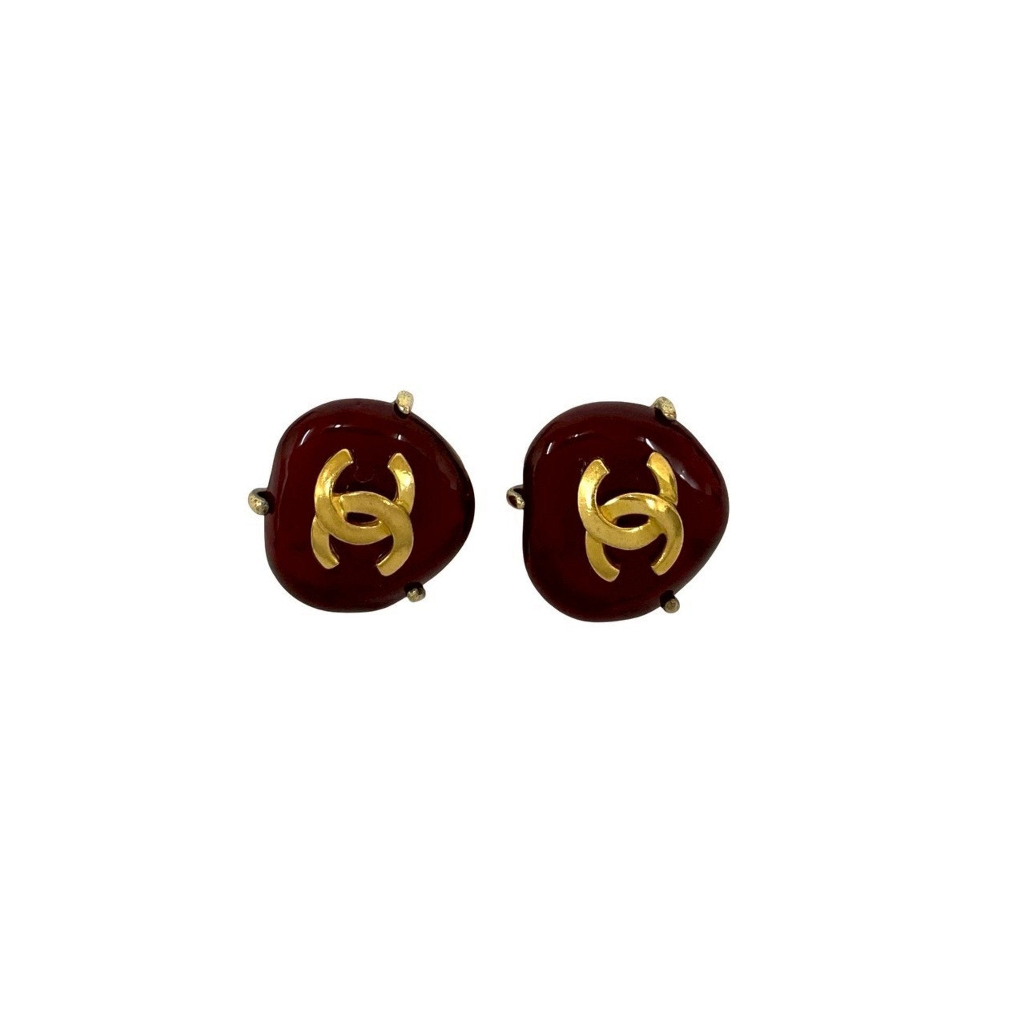 CC Logo Clip-On Earrings Metal Gold-Tone Metal