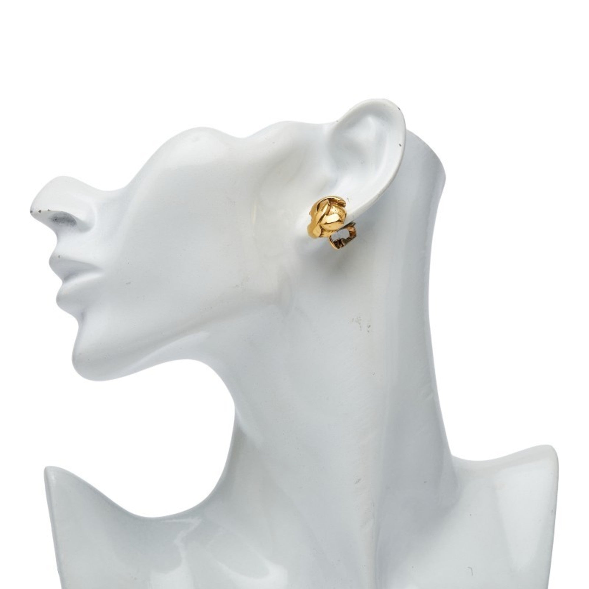 CC Logo Clip-On Earrings Metal Gold-Tone Metal