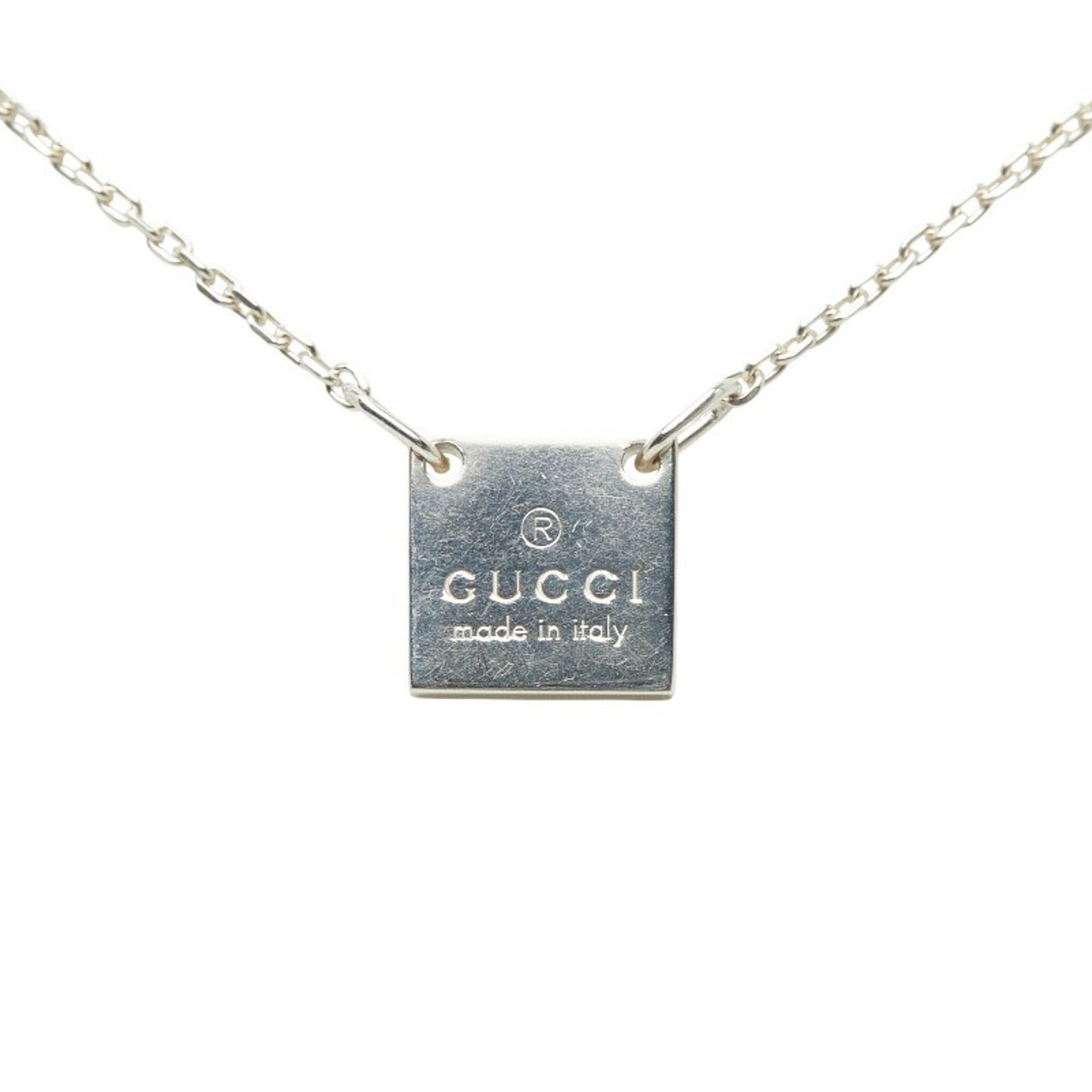 Mini Square Pendant Necklace Sterling Silver