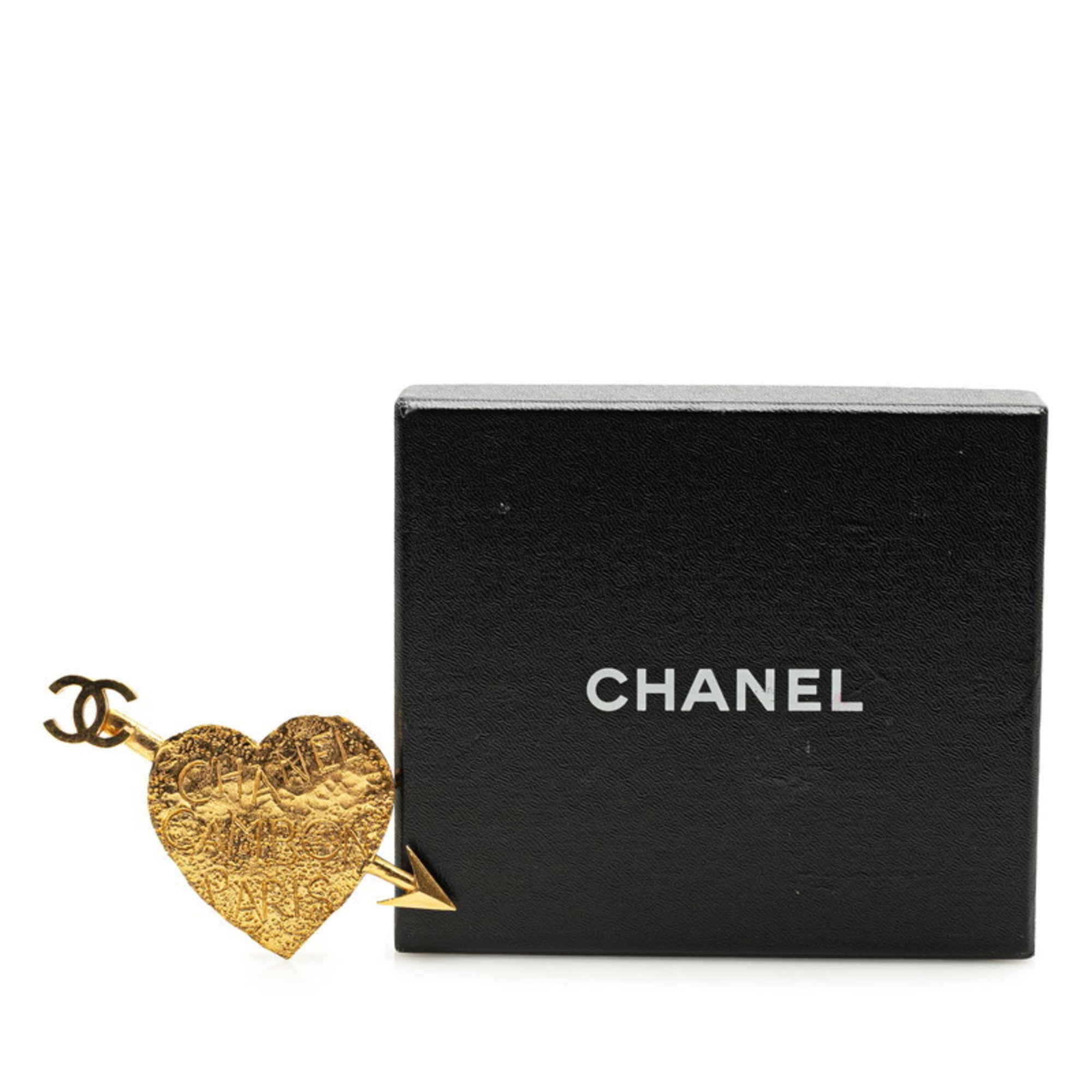 CC Logo Heart Brooch Metal