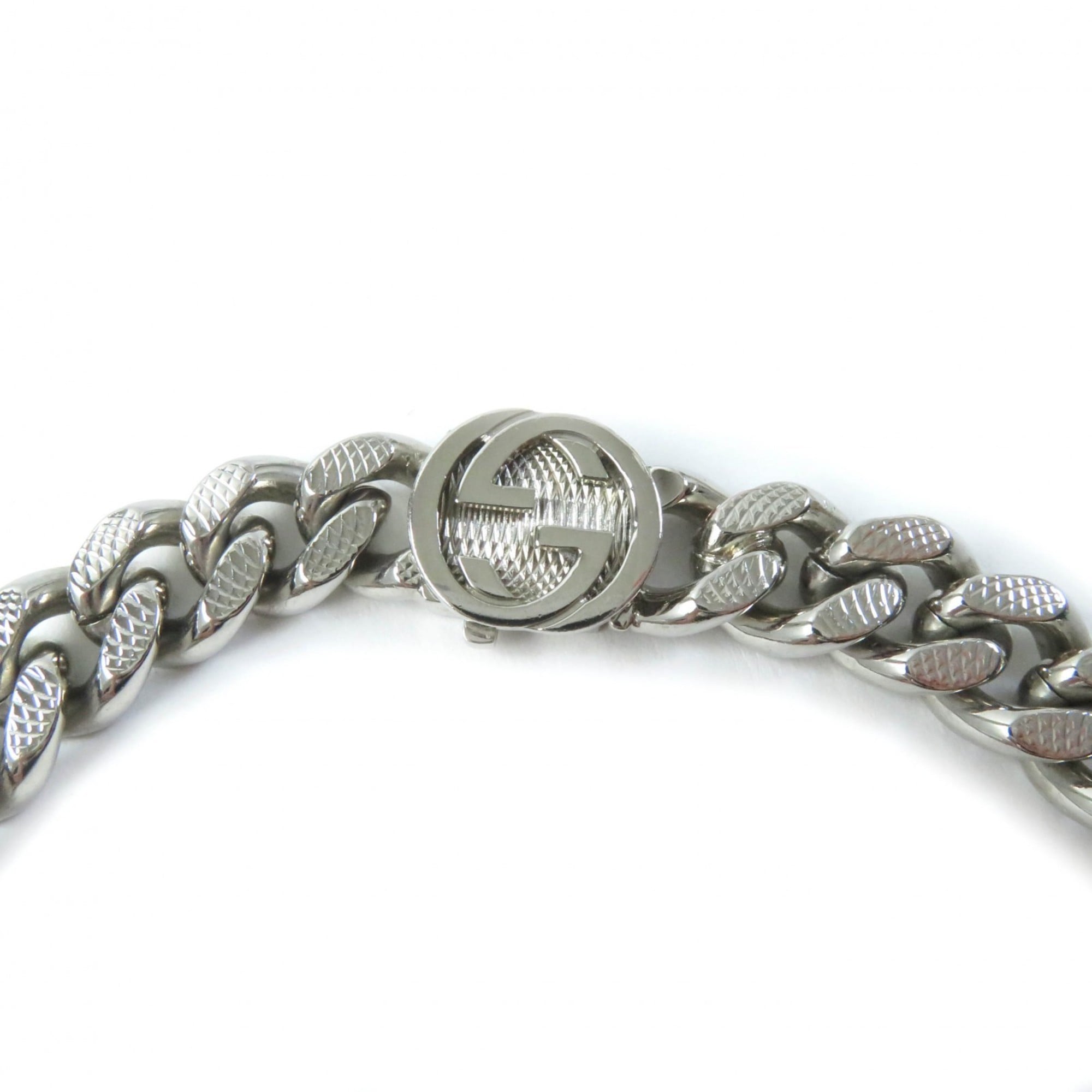 Interlocking Script Curb Chain Pendant Necklace Sterling Silver
