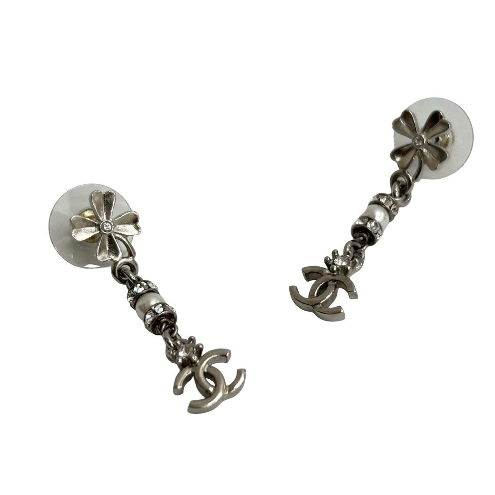 CC Logo Clover Earrings Silver-Tone Metal Silver-Tone Metal