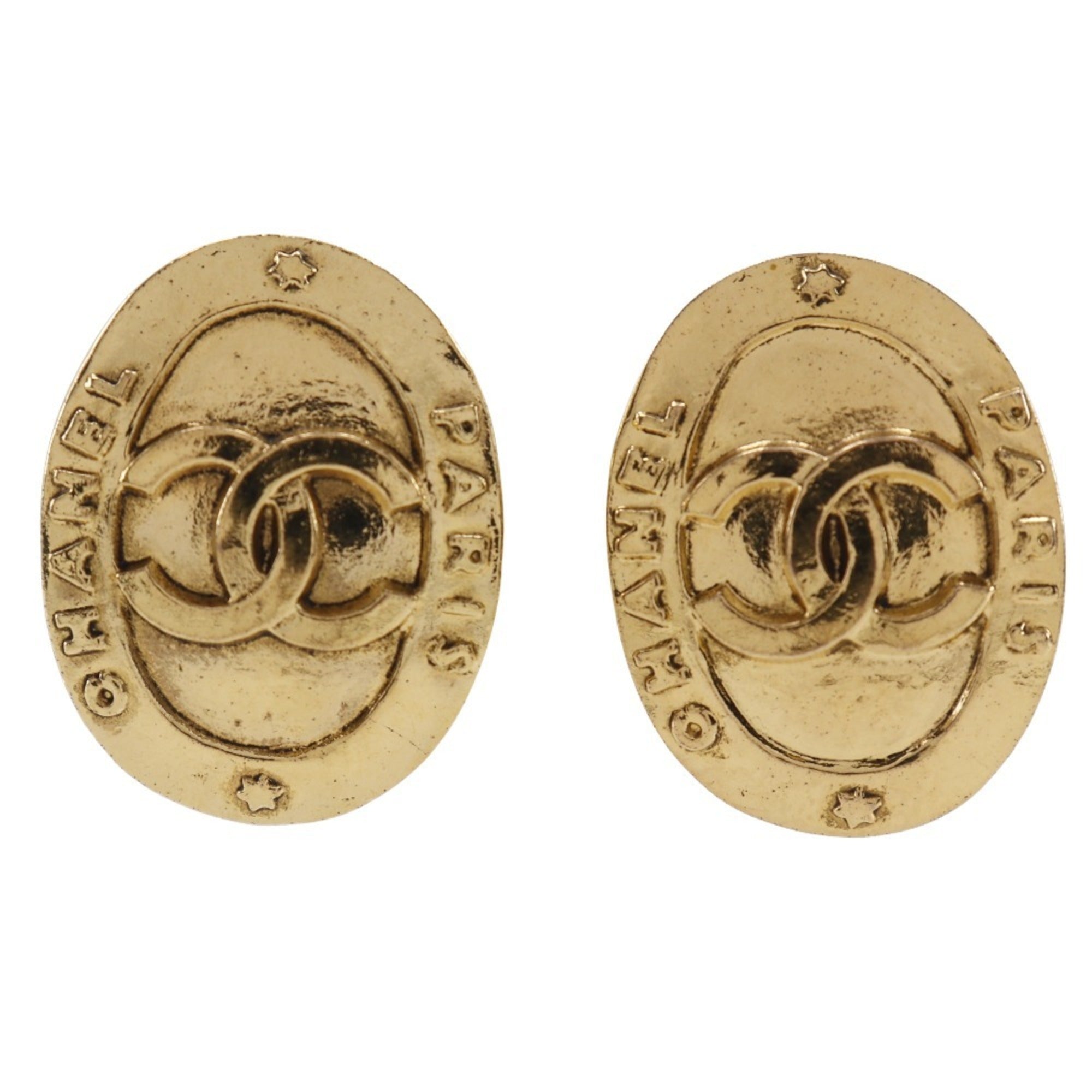 CC Logo Clip-On Earrings Metal Gold-Tone Metal