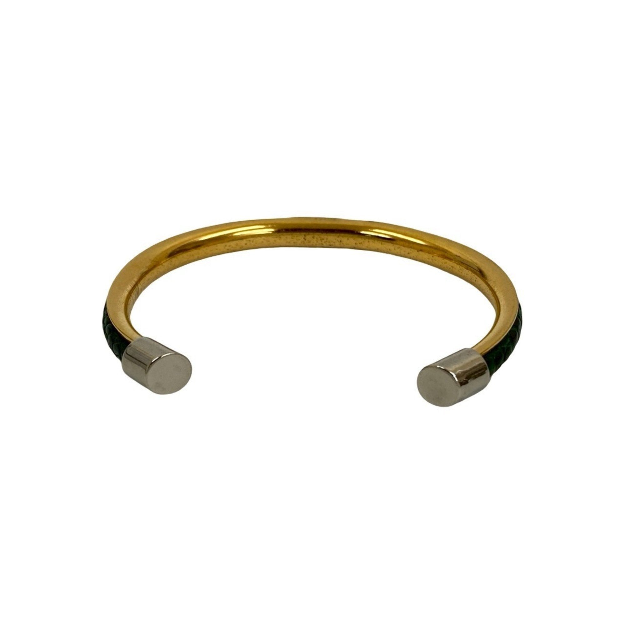 GG Bangle Bracelet Gold and Leather