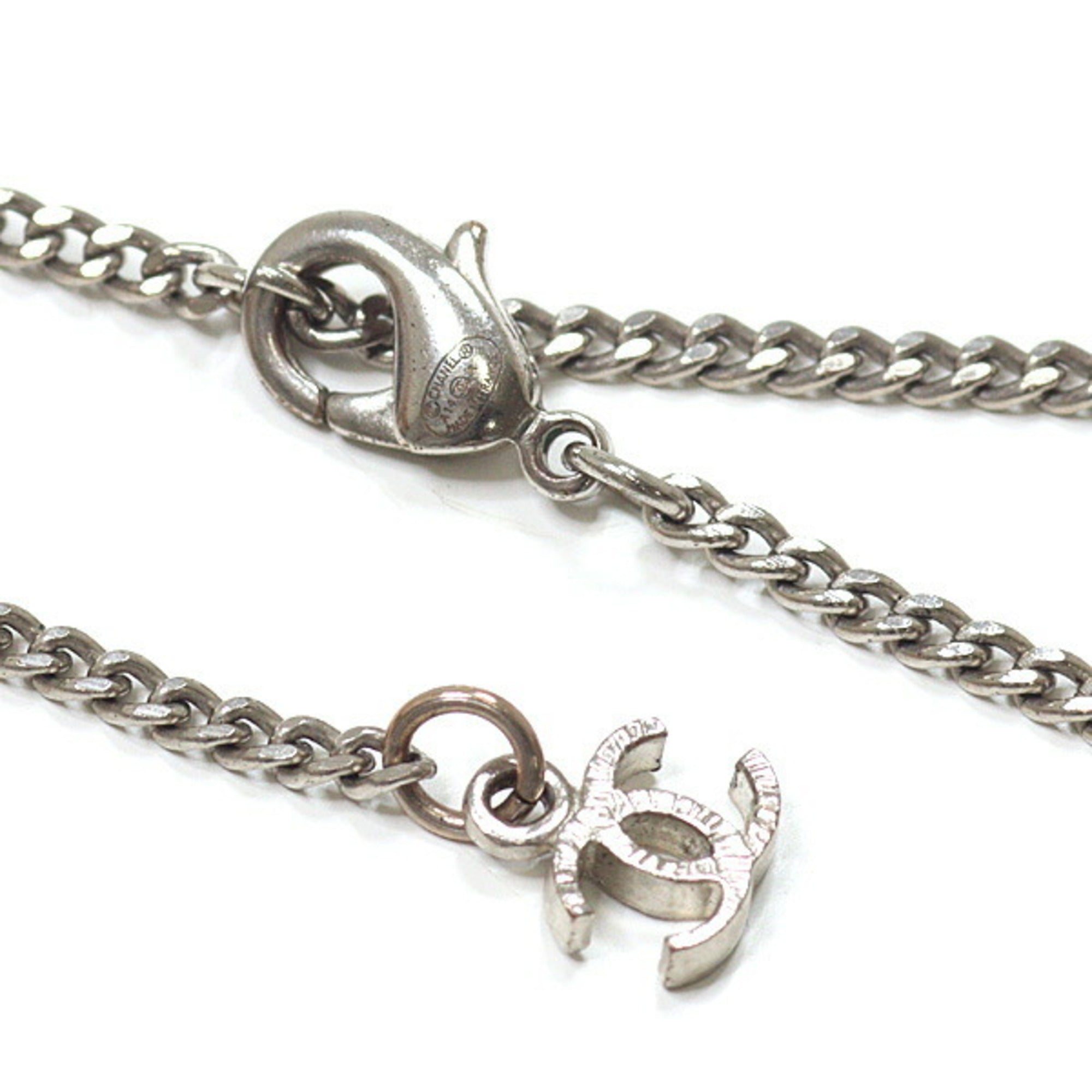 CC Logo Pendant Necklace Silver-Tone Metal